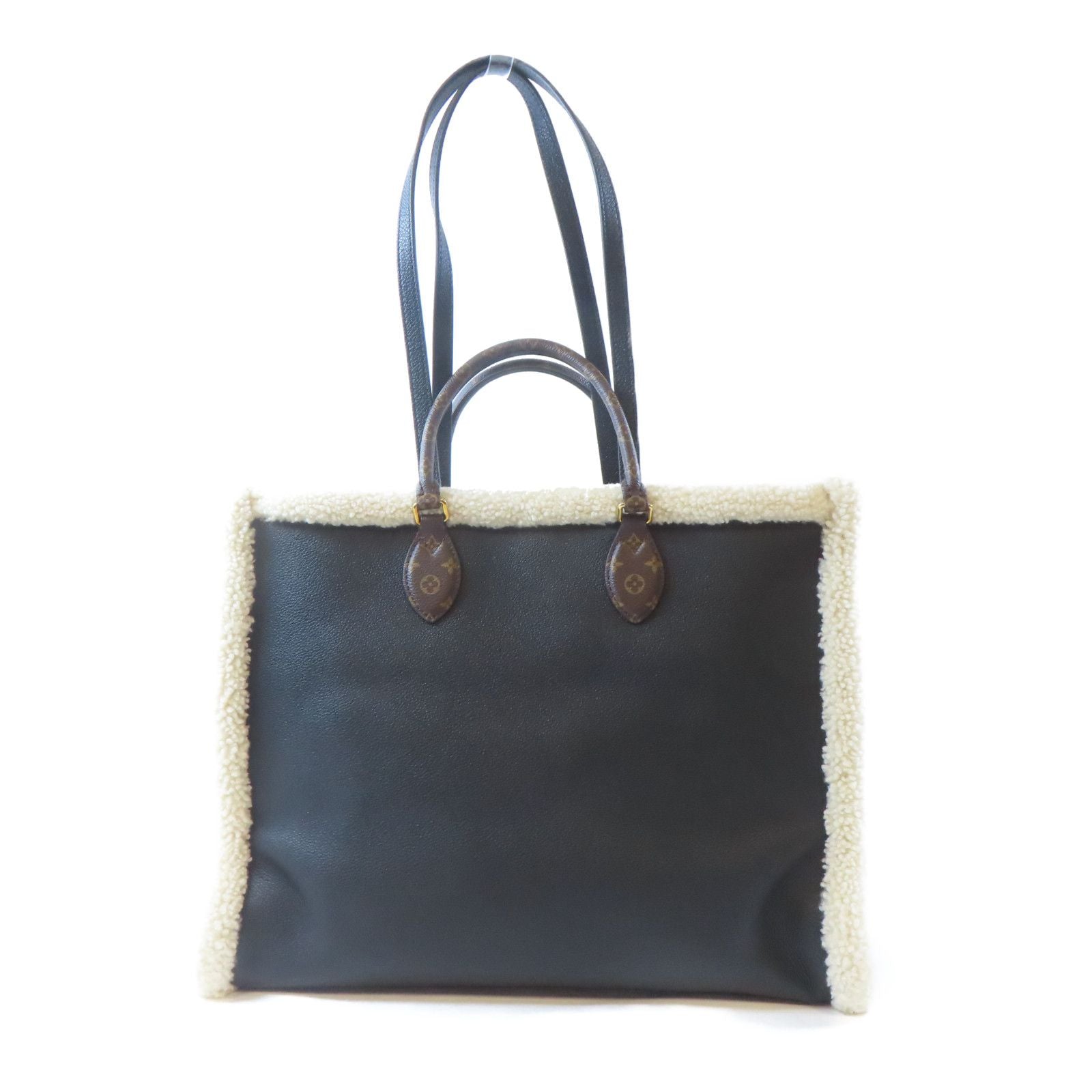 Louis Vuitton Cowhide Leather/wool On The Go Gm Tote Bag Hand-handed Shoulder Bag Black/white Black White Black 2way Sho