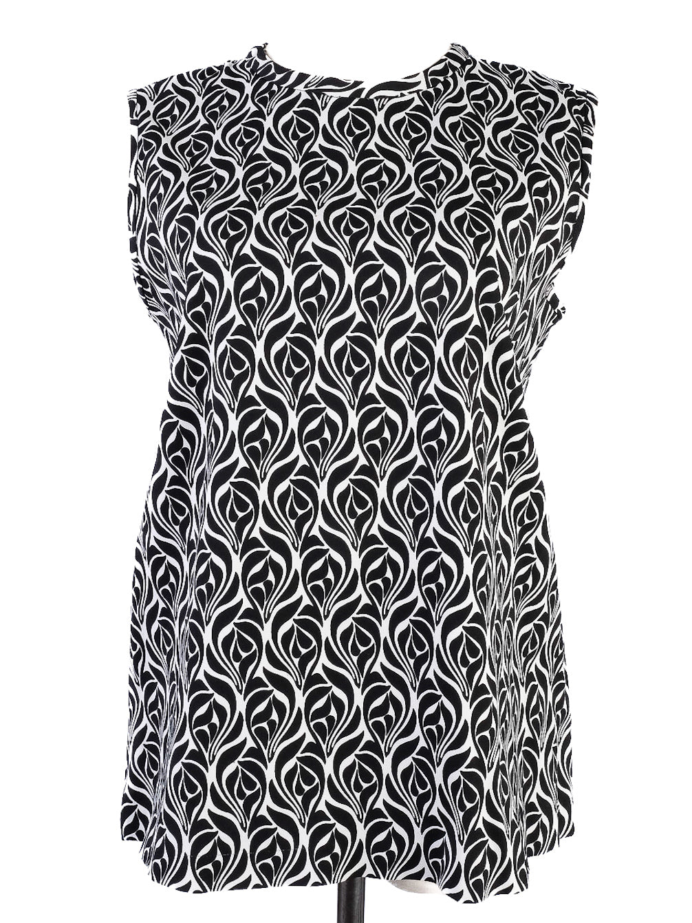 Excellent Max Mara Sleeveless Black and White Patterned Dress Women