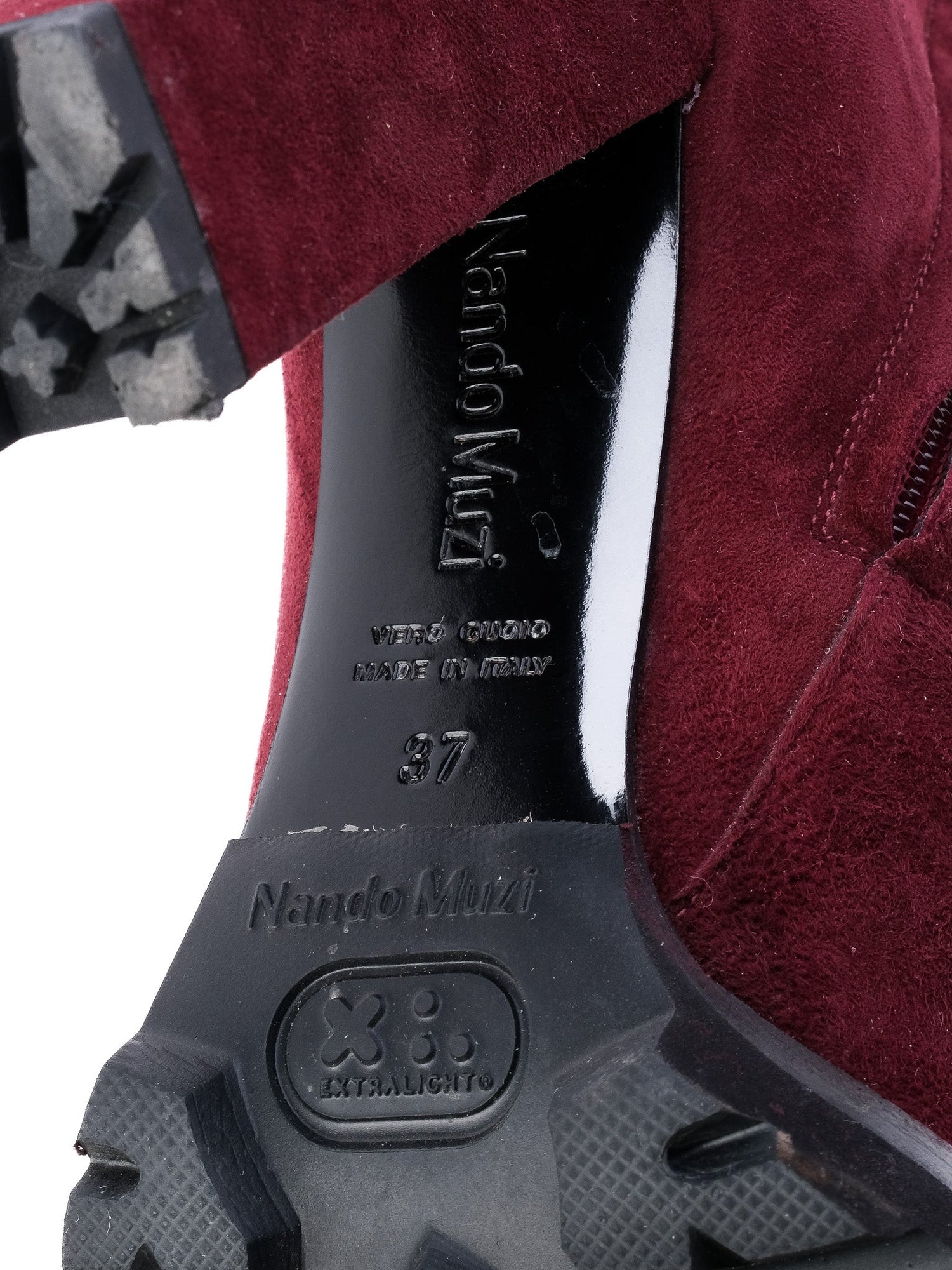 Perfect Nando Muzi Red Leather High-Heeled Ankle Boots Size 37