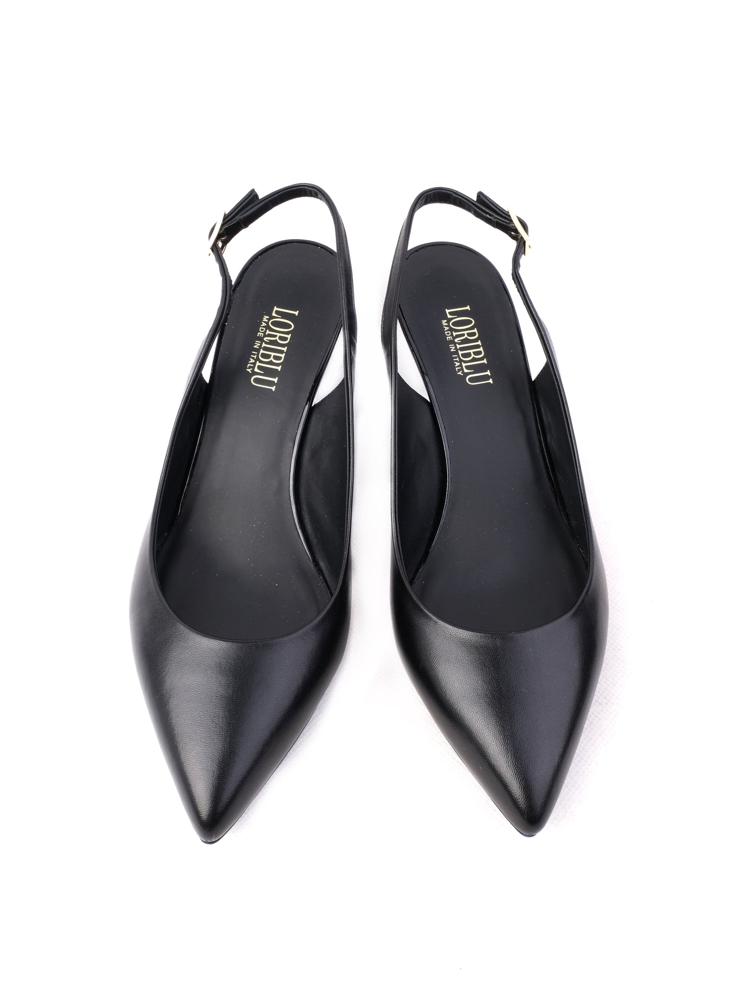 Excellent Easy by Loriblu Black Leather Slingback Heels Size 37
