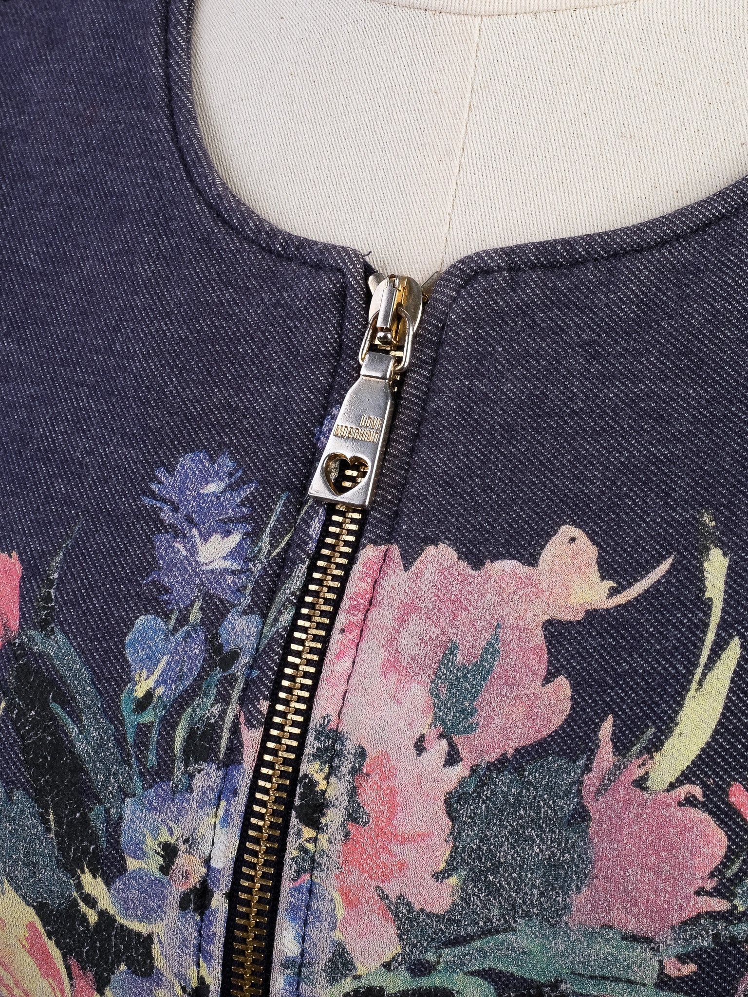 Excellent Moschino Blue Floral Print Cardigan Size S Elastane