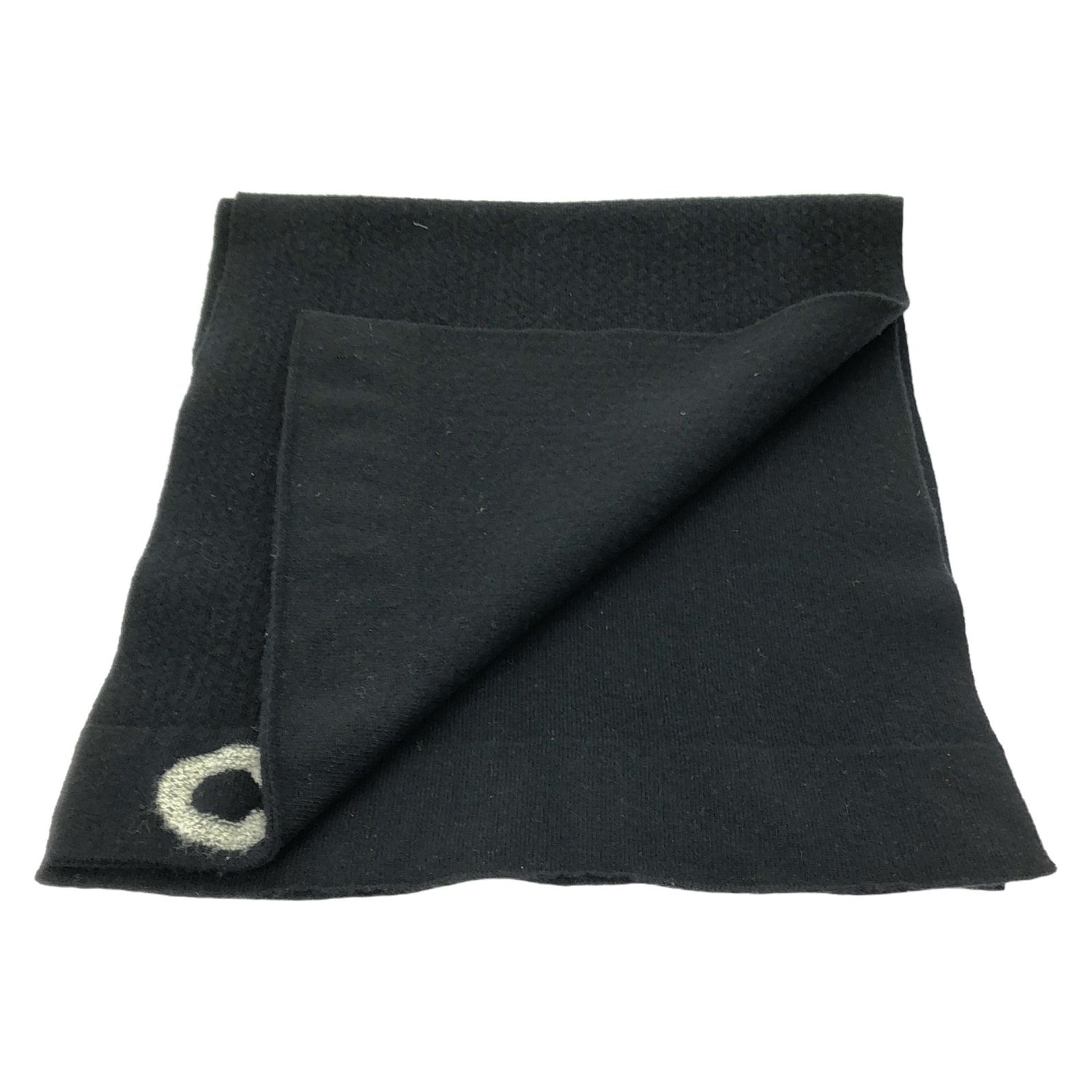 Chanel Black Logo Scarf Scarf Wool