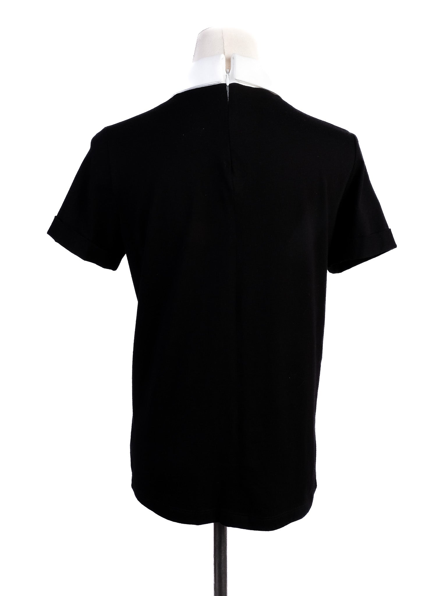 Excellent Maje Black Short-Sleeved Shirt with Embroidered Collar