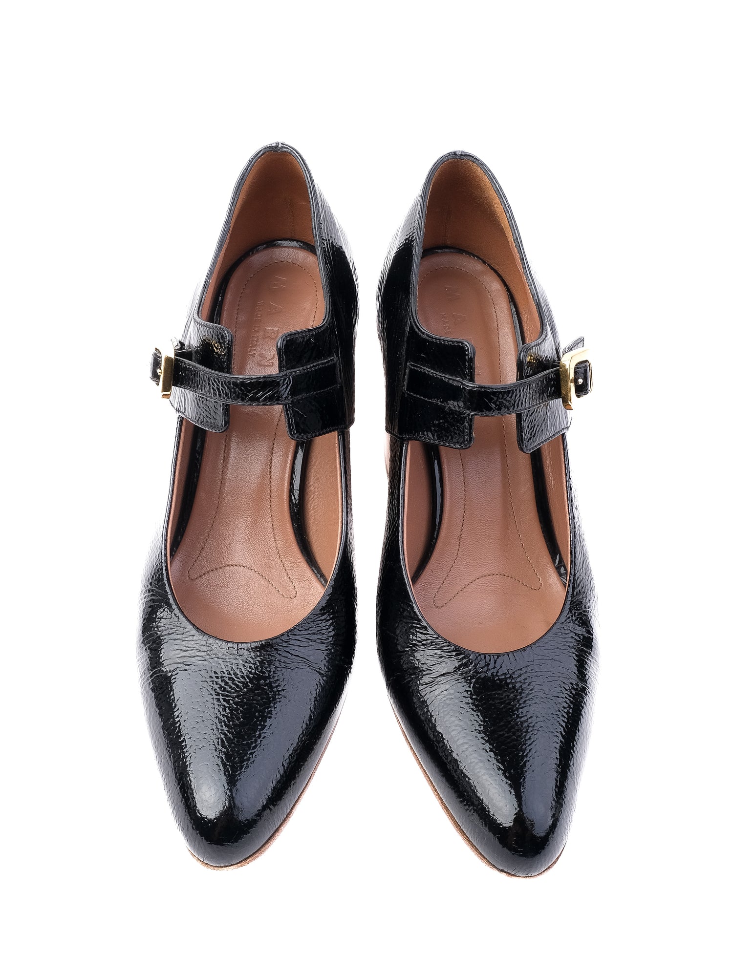 Excellent Marni Black Leather Mary Jane Pumps Size 38