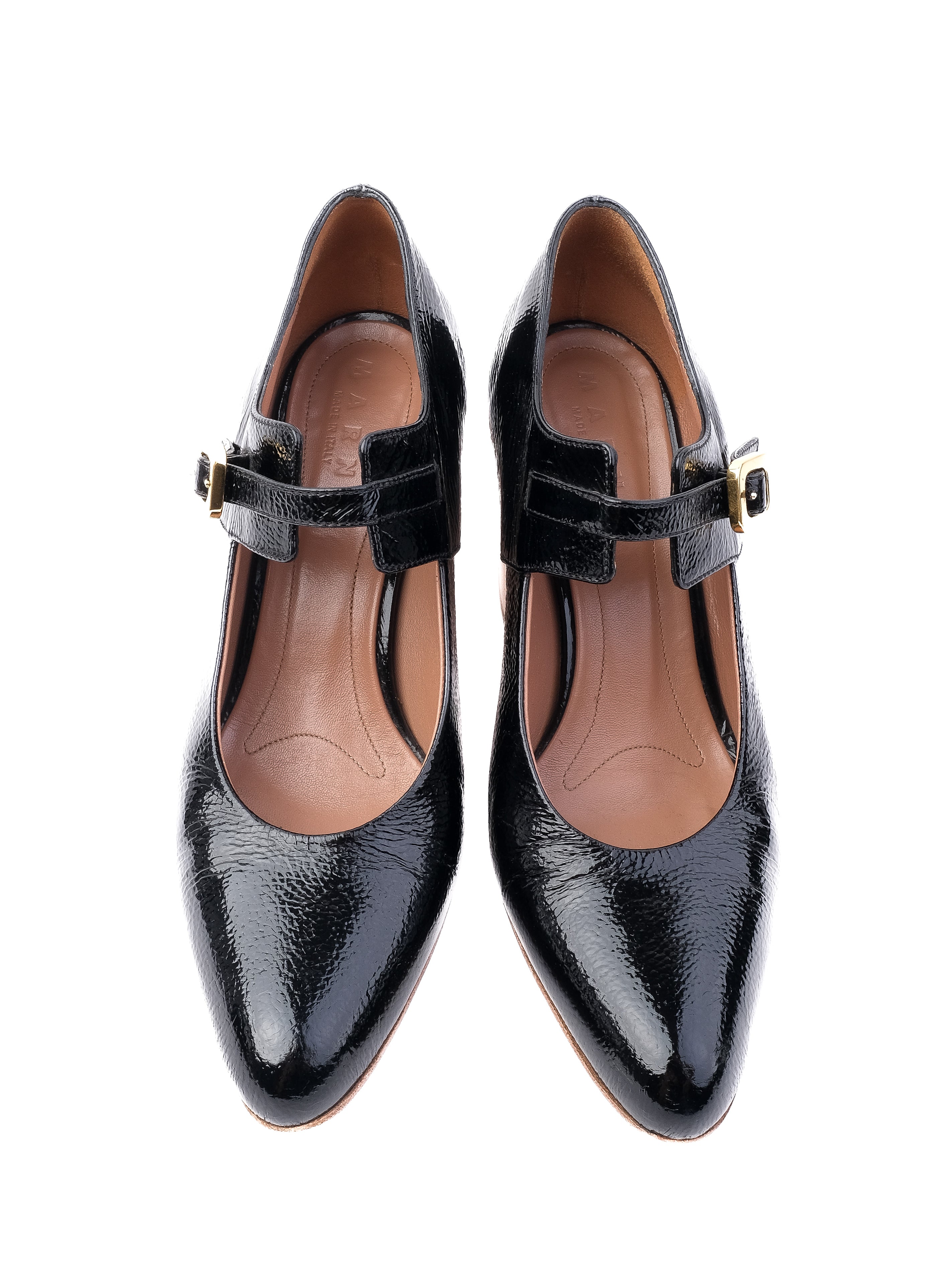 Excellent Marni Black Leather Mary Jane Pumps Size 38