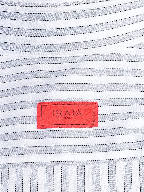 Excellent Isaia Striped Long-Sleeve Shirt Size L Cotton Blend
