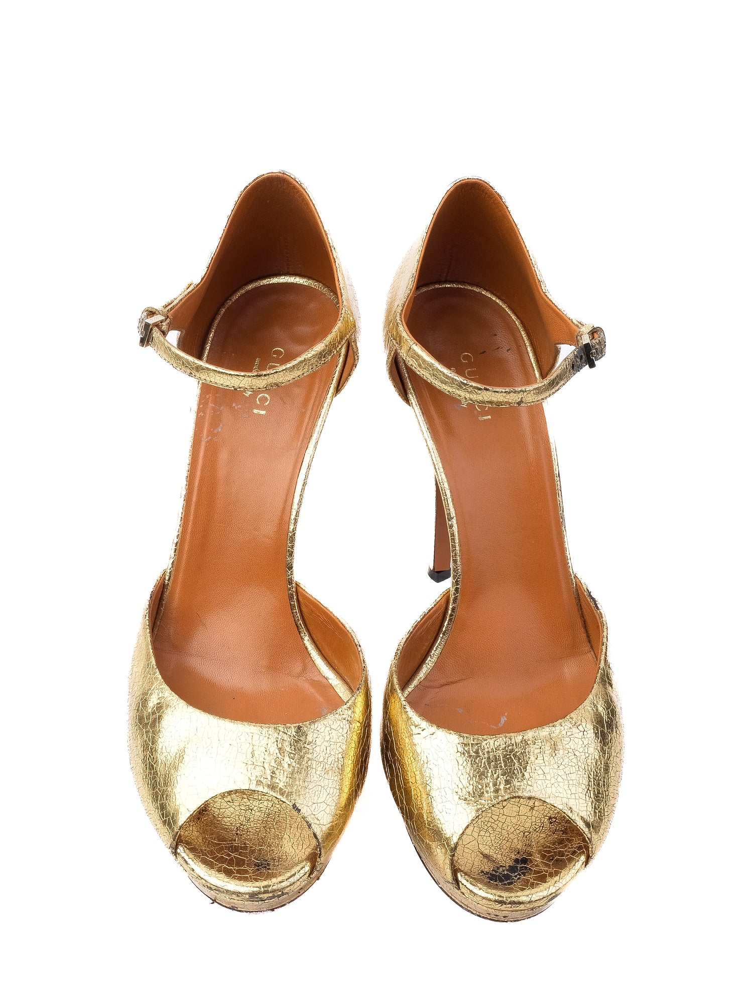 Good Gucci Yellow Leather High-Heeled Shoes Size 38.5