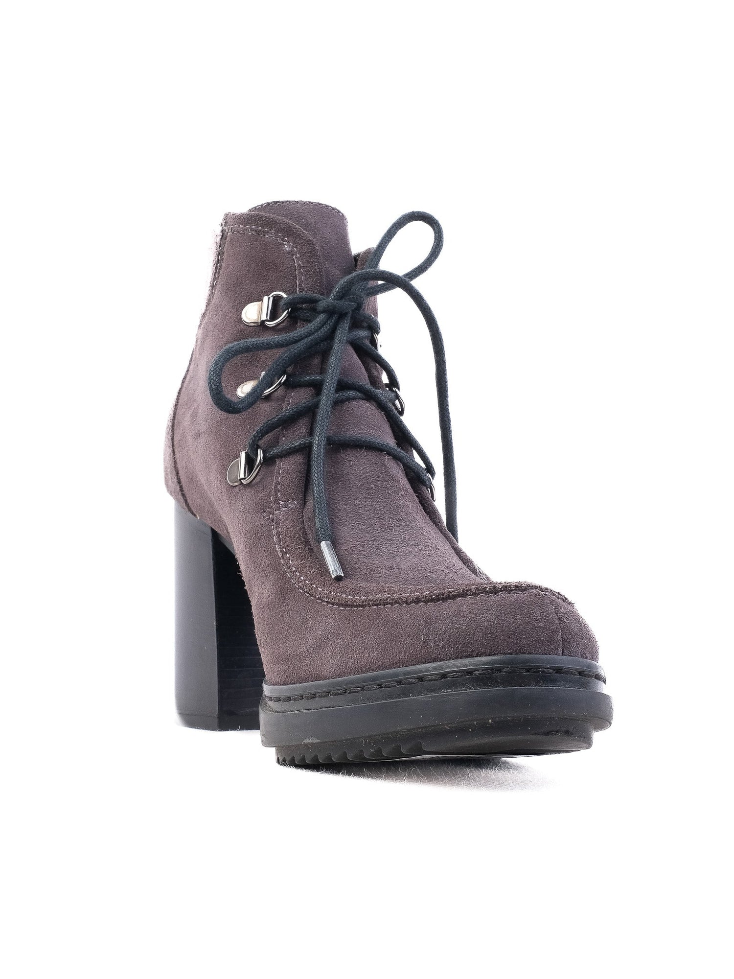 Baldinini Gray Genuine Suede Ankle Boots with High Block Heel Size 36