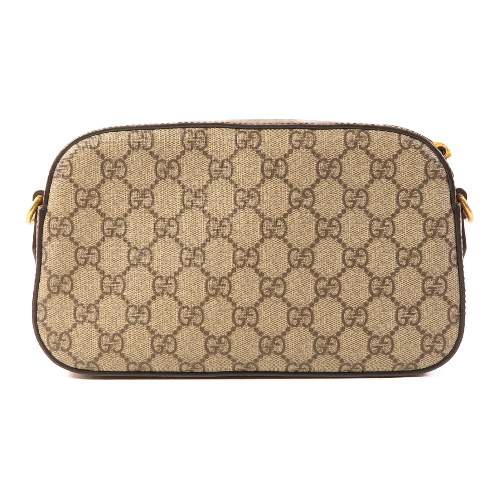 Gucci Painted Canvas Gg Supreme Messenger Gold Shoulder Bag Brown Beige/brown Pvc Coated Canvas 476466