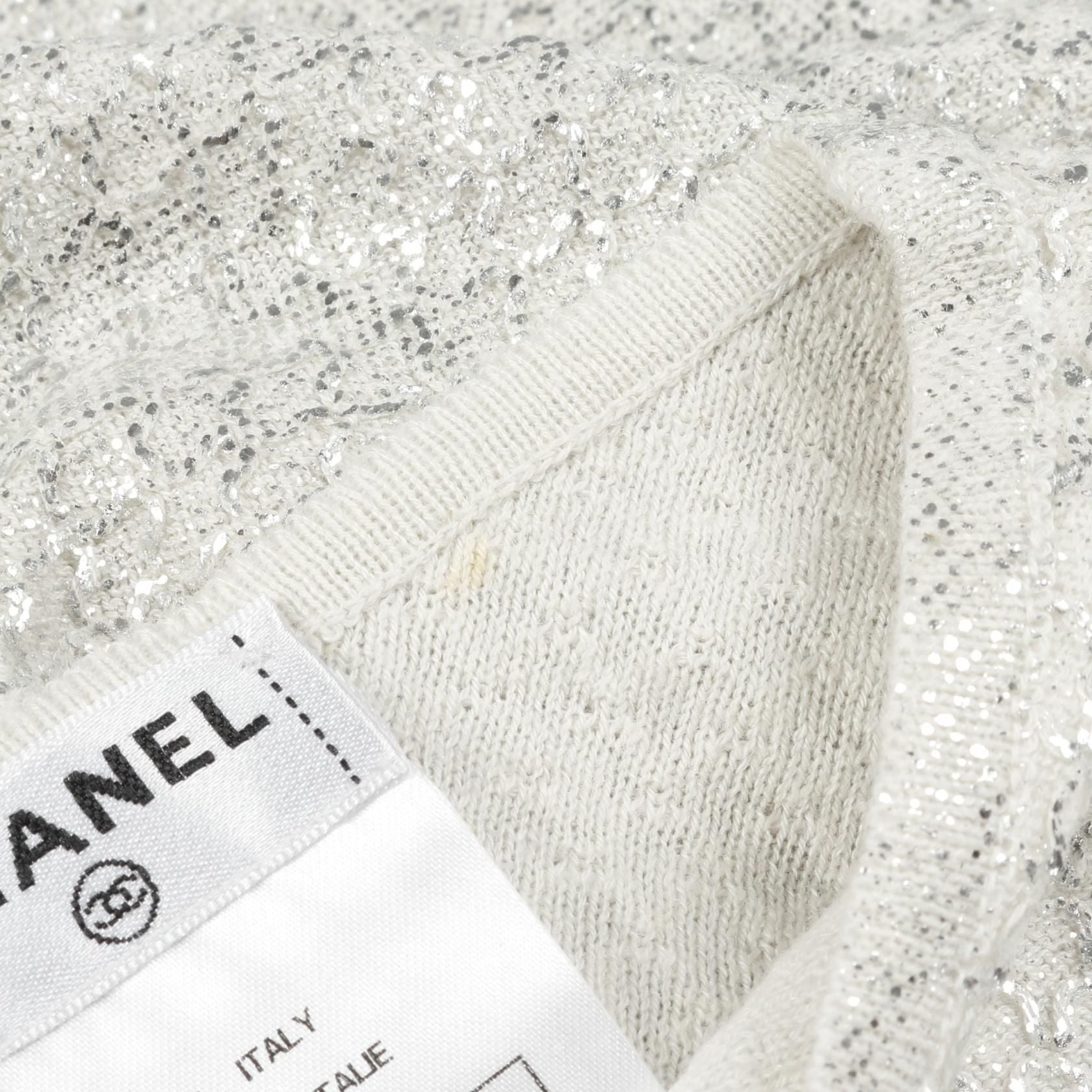 Chanel Gray Silver Tank Top Knit Cotton Fabric P 35700k 02085