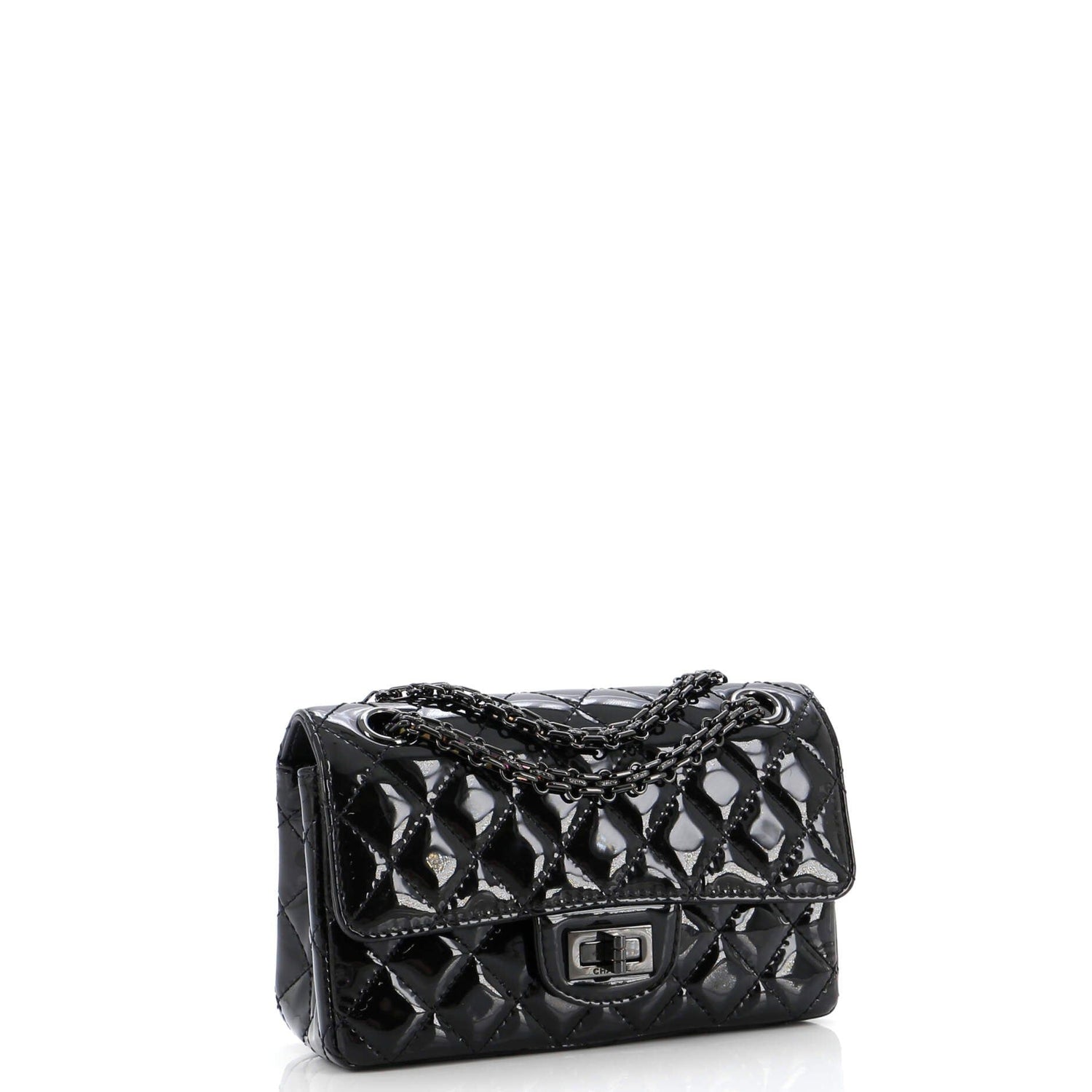 Chanel So Black Reissue 2.55 Flap Bag Quilted Patent Mini