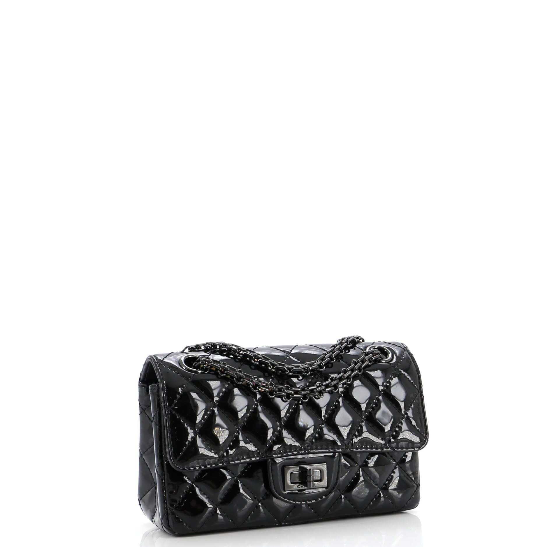 Chanel So Black Reissue 2.55 Flap Bag Quilted Patent Mini