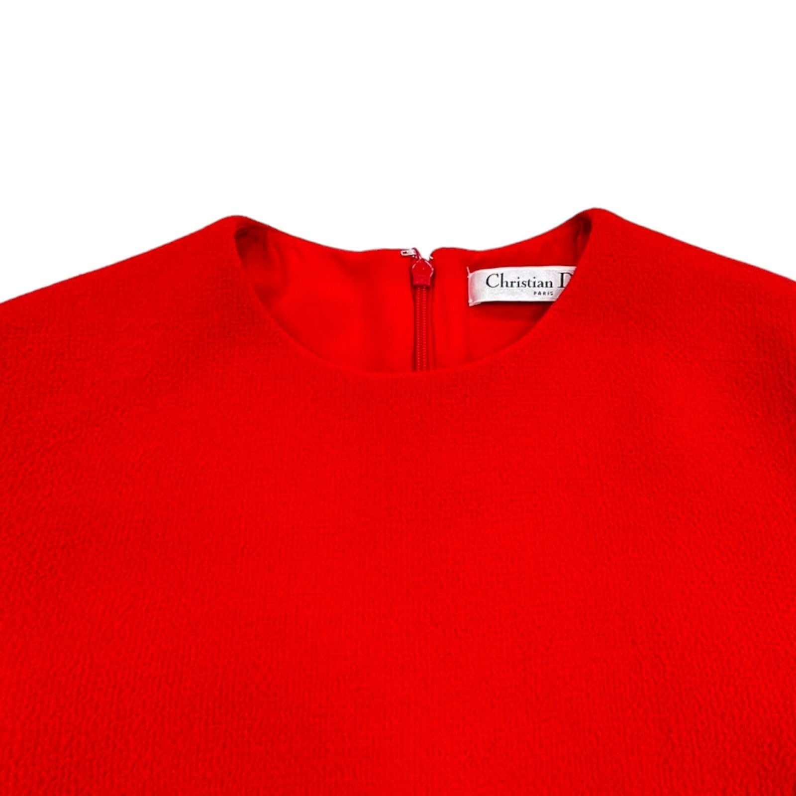 Dior One Piece Dress Silk Wool Red 34