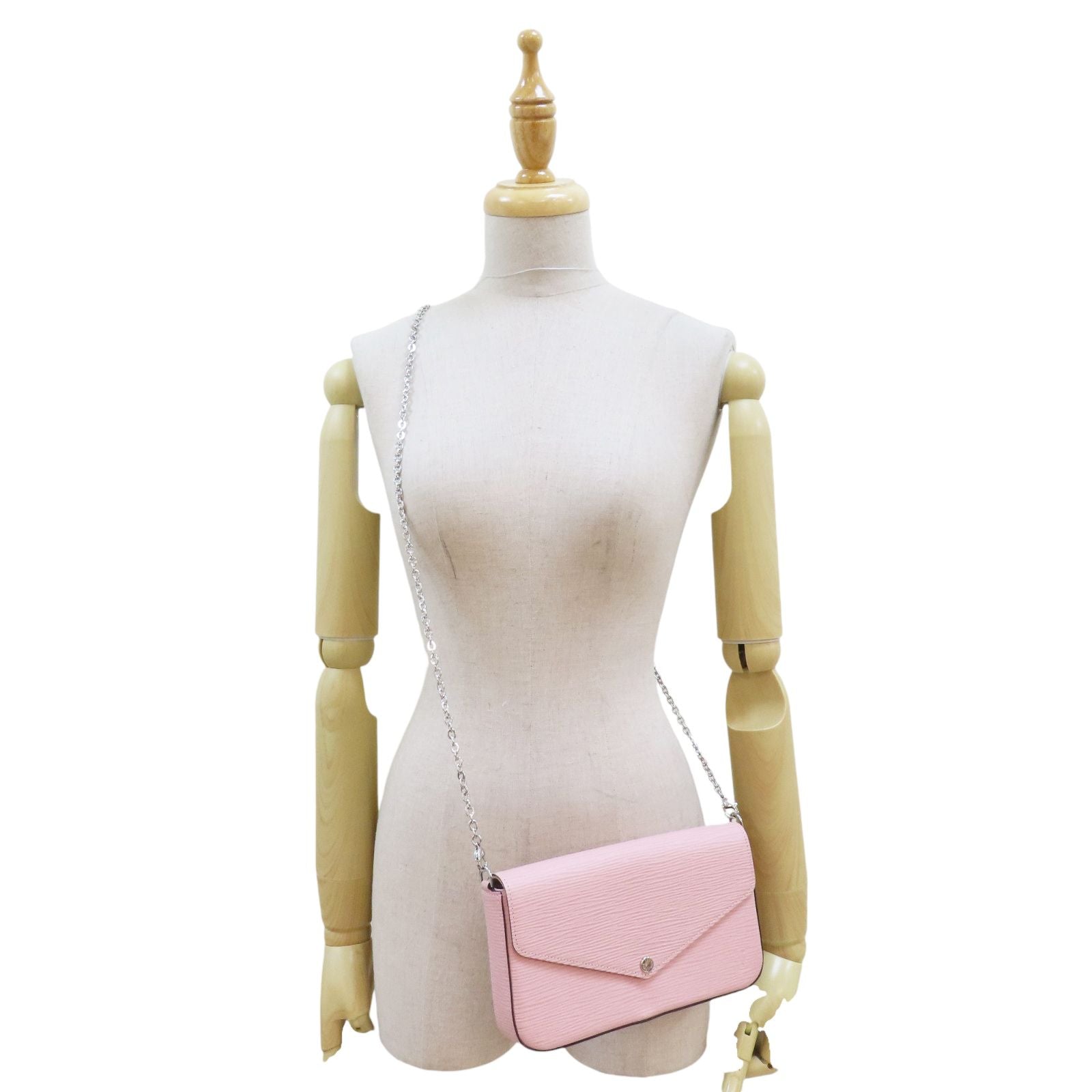 Louis Vuitton Felicie Pochette Shoulder Bag Epi Leather Rose Ballerine M 62467