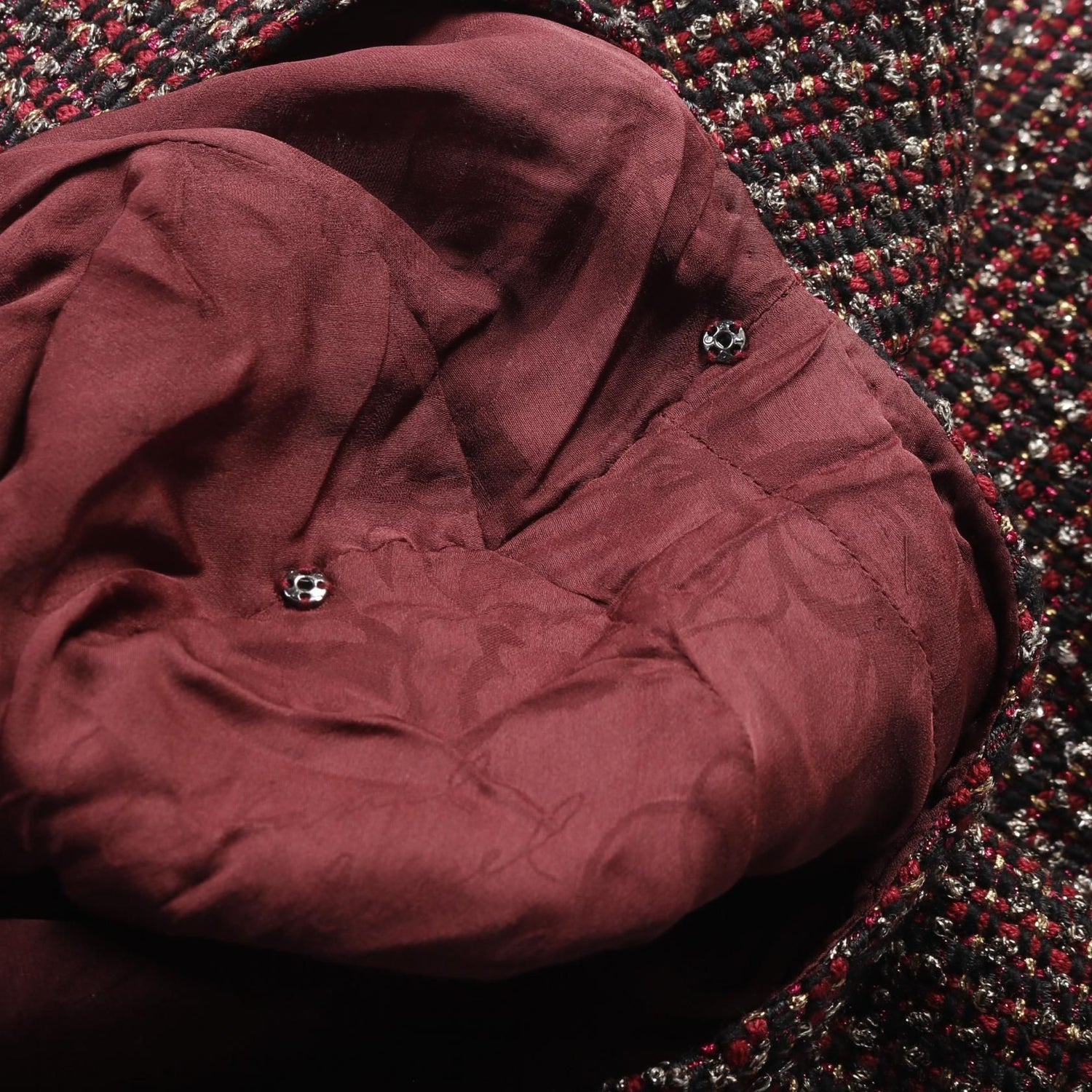 Chanel Bordeaux Multicolor Dress Wool P 44001v 32333