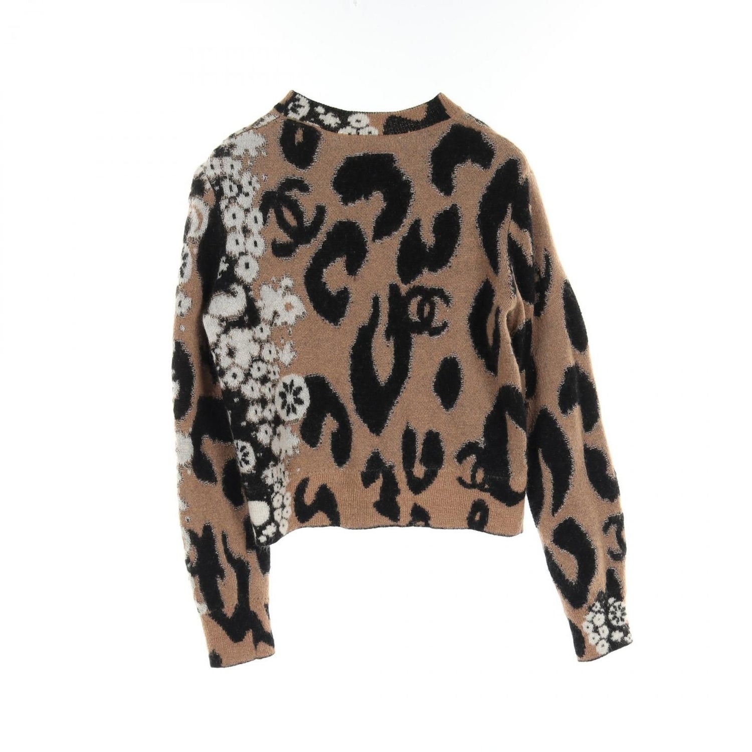 Chanel Brown Black White Coco Mark Knit Cashmere Moheya P 75361k 10782