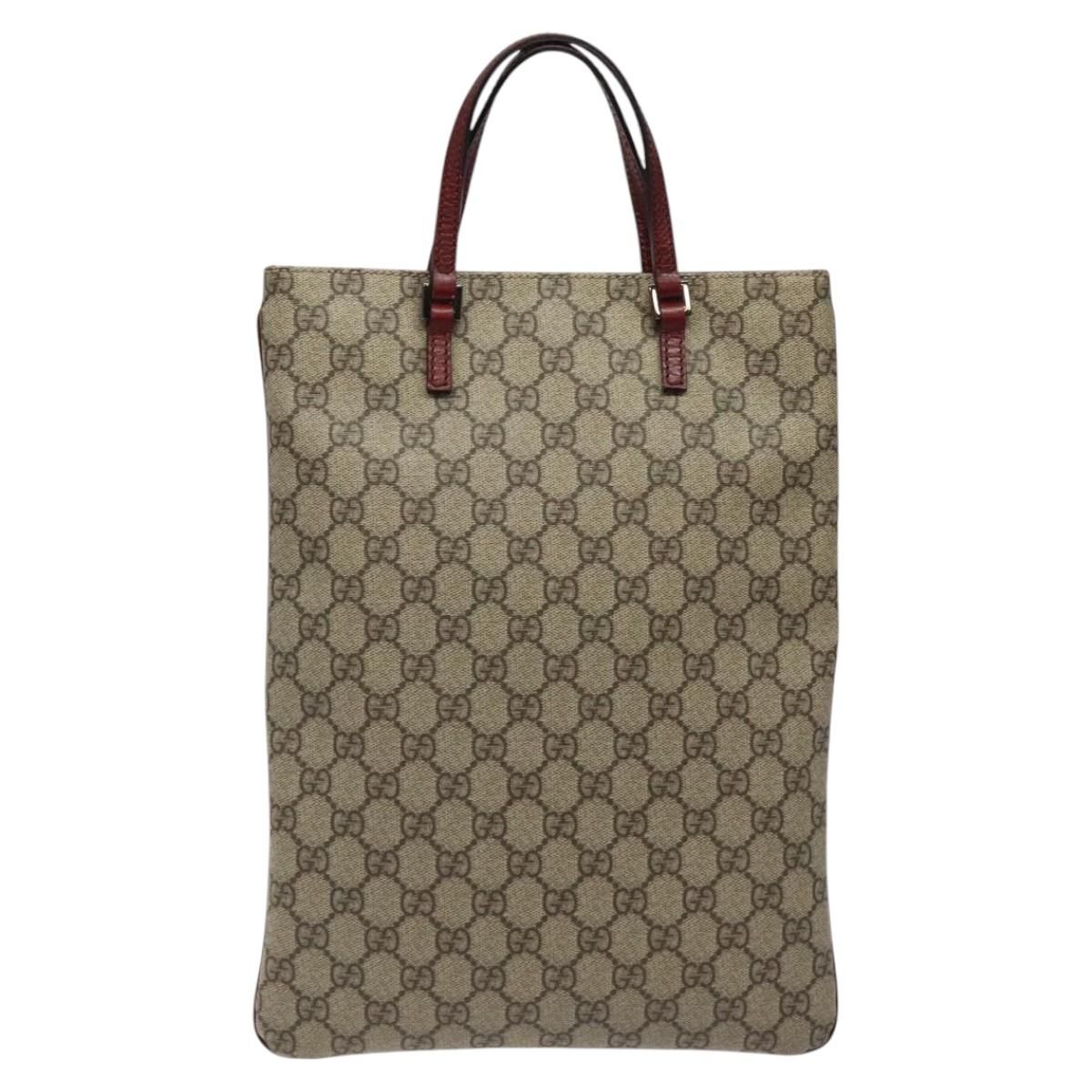 Gucci Gg Supreme Hand Bag Pvc Leather Beige 117551 Auth