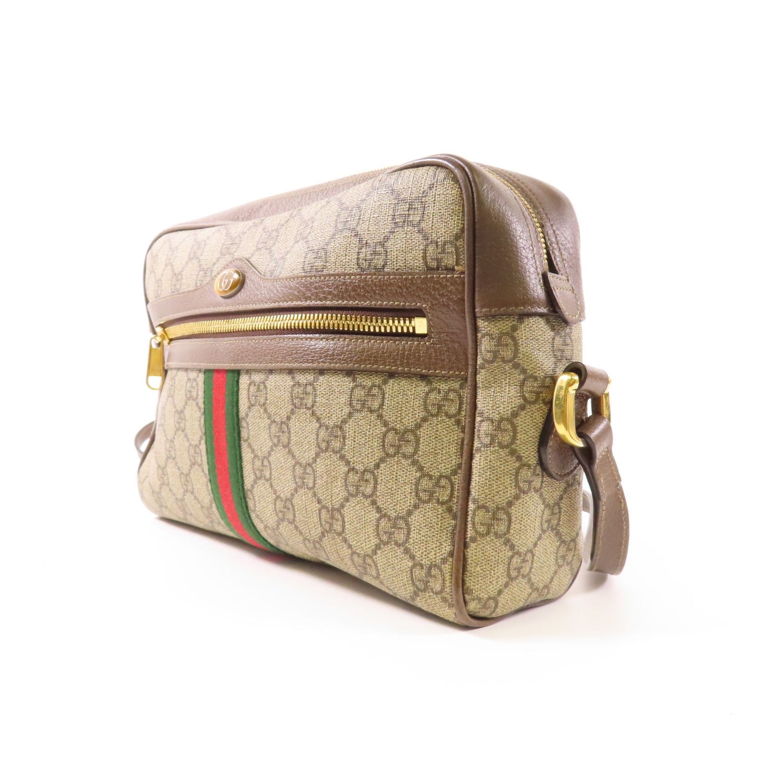 Gucci Painted Canvas Ophidia Crossbody Bag Golden Shoulder Bag Brown Beige/brown Pvc Coated Canvas 5170