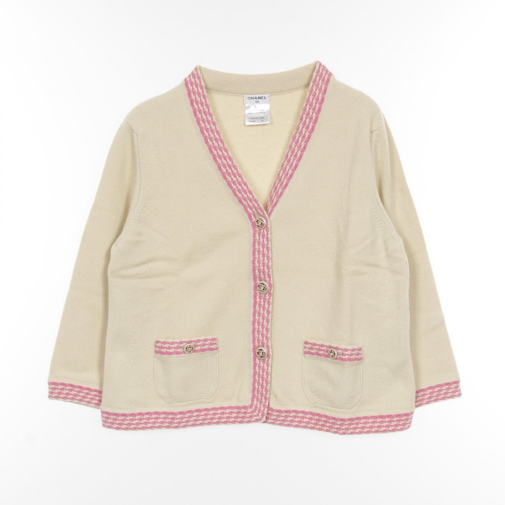 Chanel Beige Pink Cardigan Cashmere P 40294k 02905