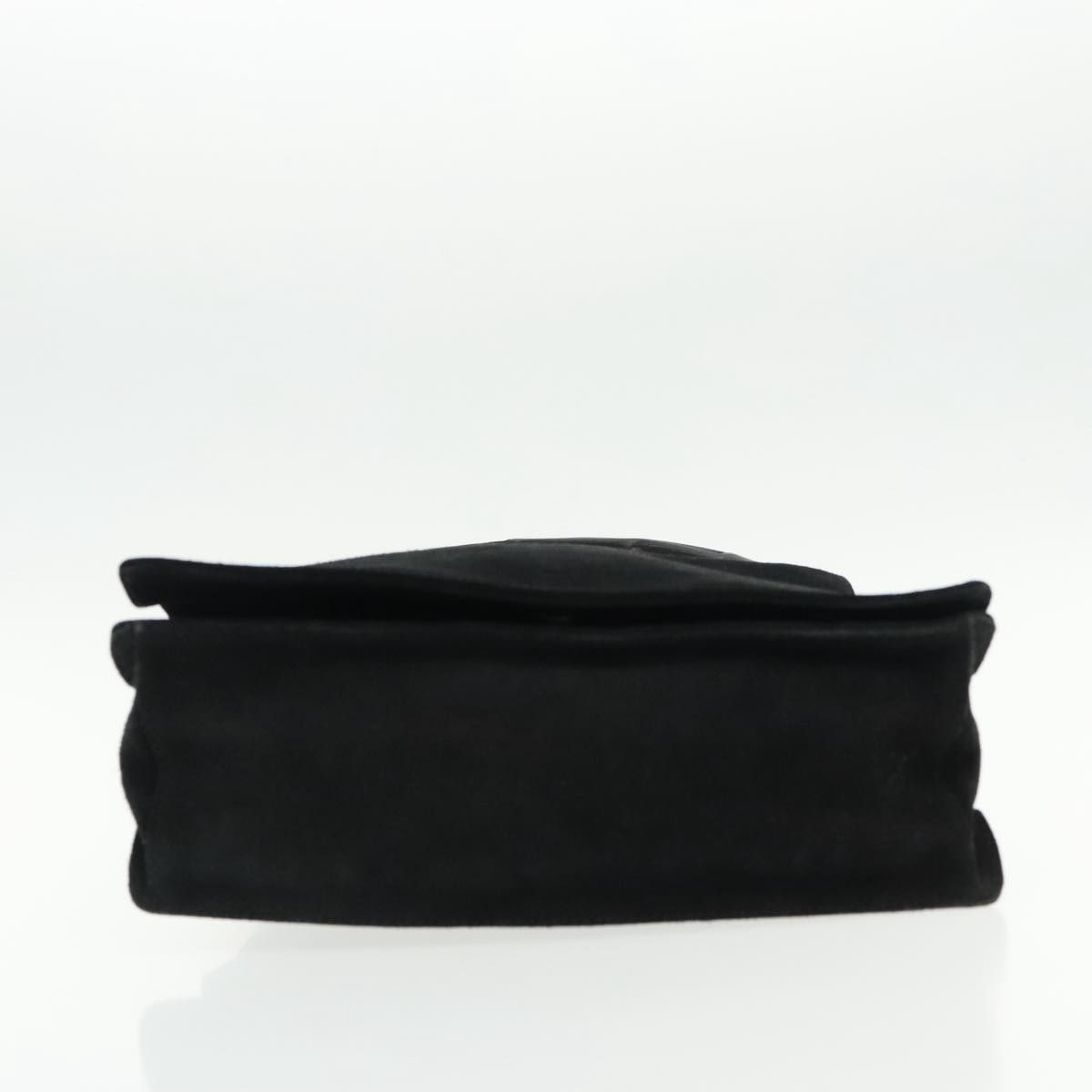 Gucci Bamboo Shoulder Bag Suede Black Silver 001 3243 Auth