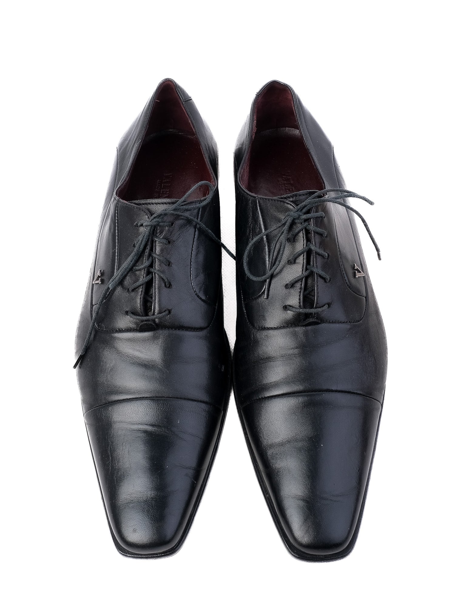 Excellent Valentino Black Leather Dress Shoes Size 42 for Men