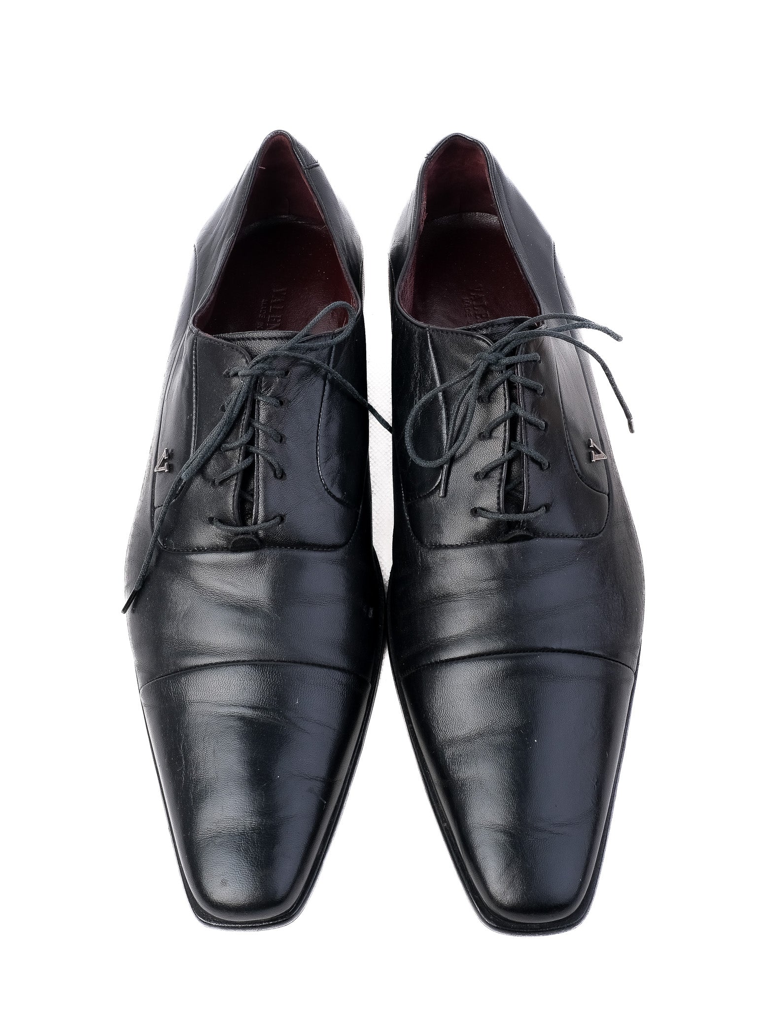 Excellent Valentino Black Leather Dress Shoes Size 42 for Men