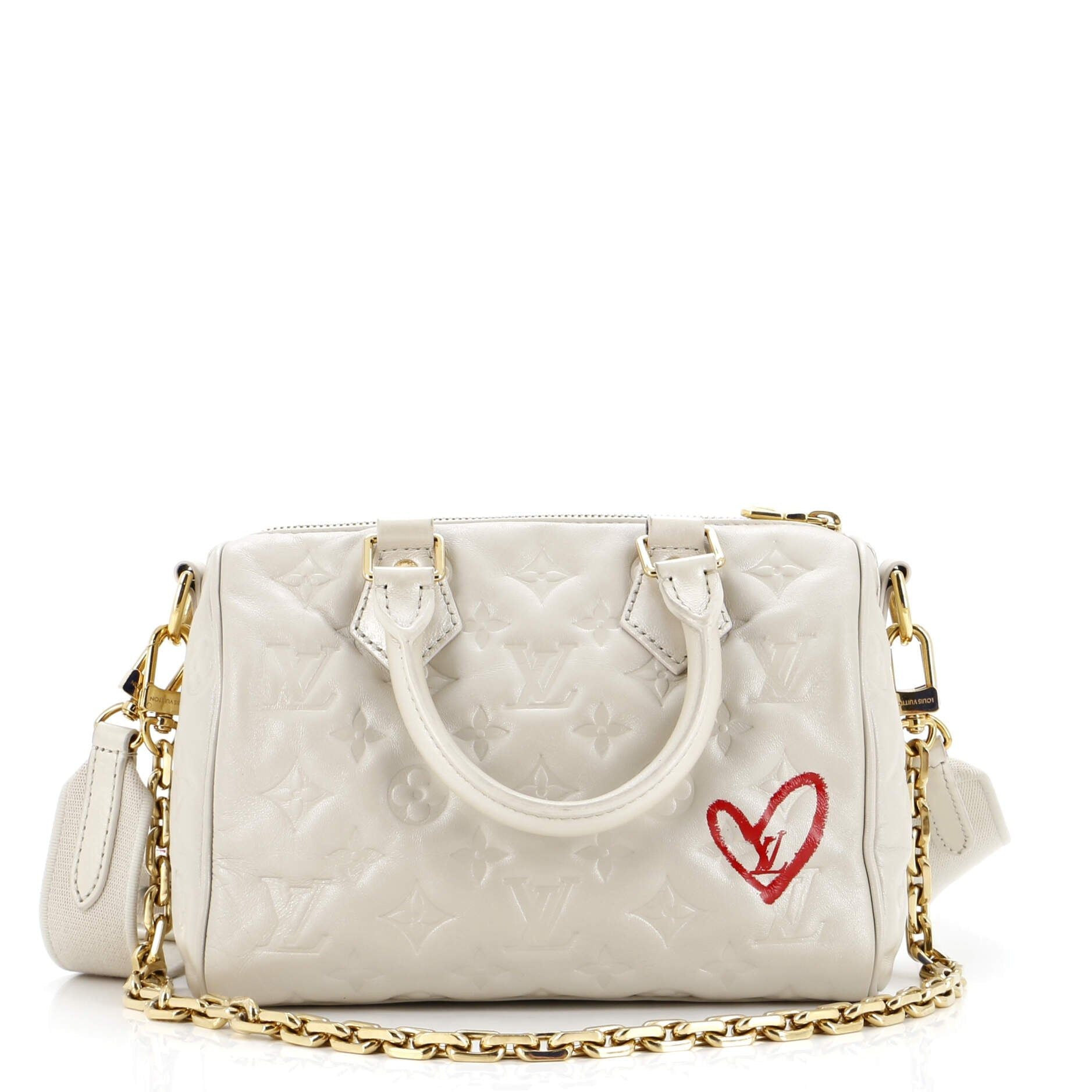 Louis Vuitton Speedy Bandouliere Bag Limited Edition Fall In Love Monogram Embossed Lambskin 22