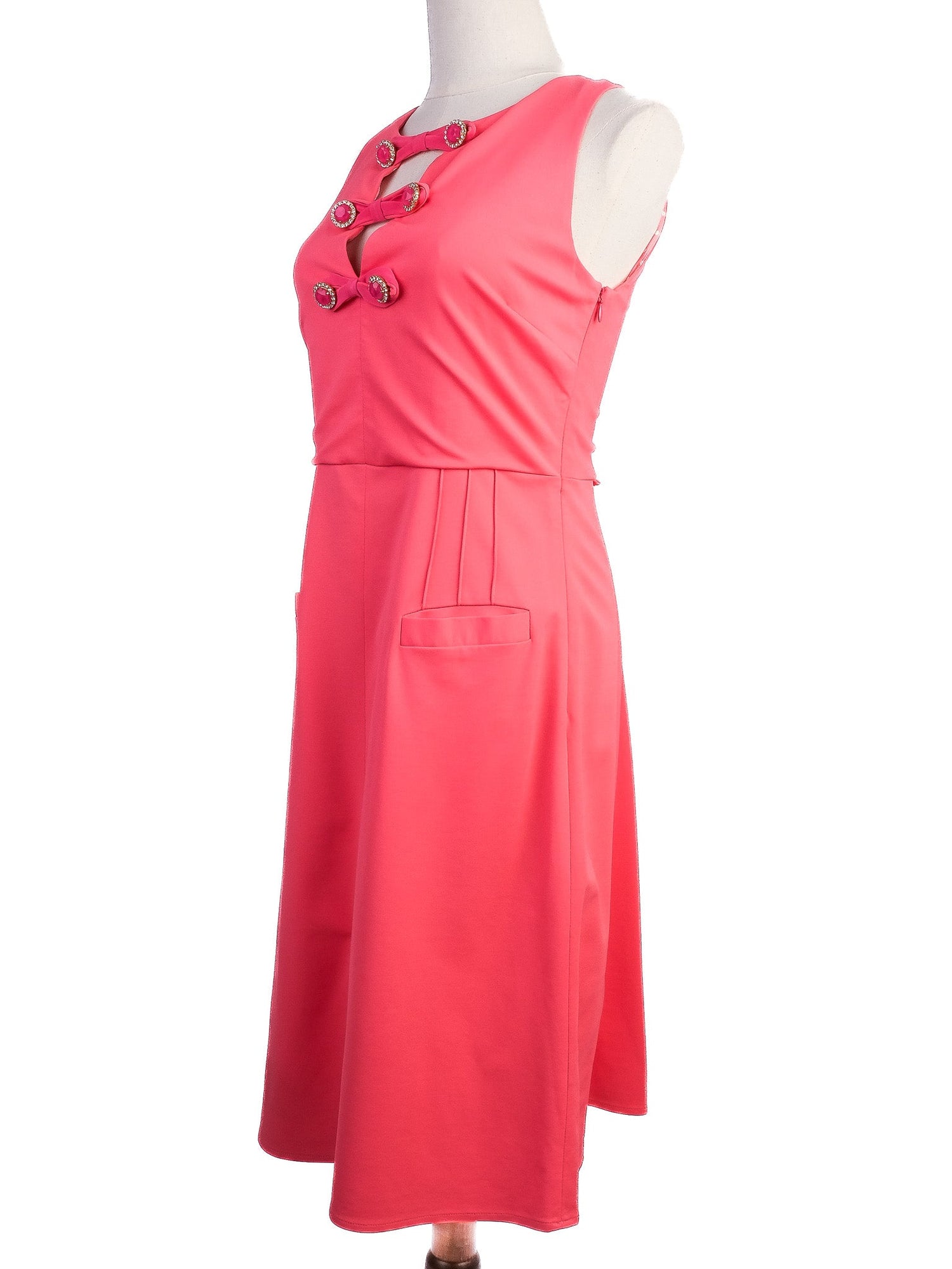 Excellent VDP Pink Sleeveless Dress Size L with Pockets & Details