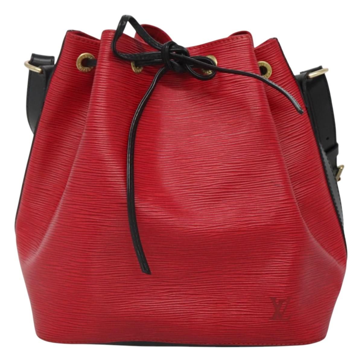 Louis Vuitton Epi Petit Noe Shoulder Bag Bicolor Black Red M 44017 Lv Auth