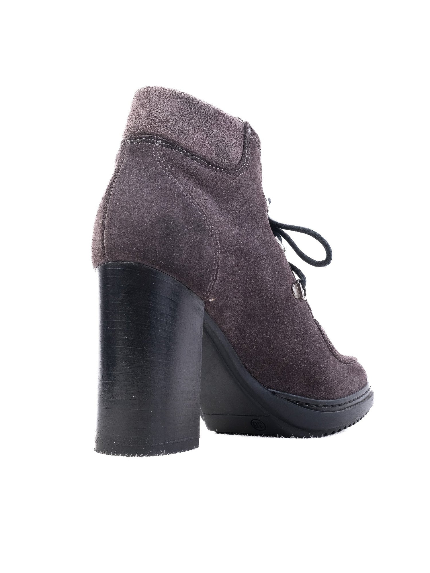 Baldinini Gray Genuine Suede Ankle Boots with High Block Heel Size 36