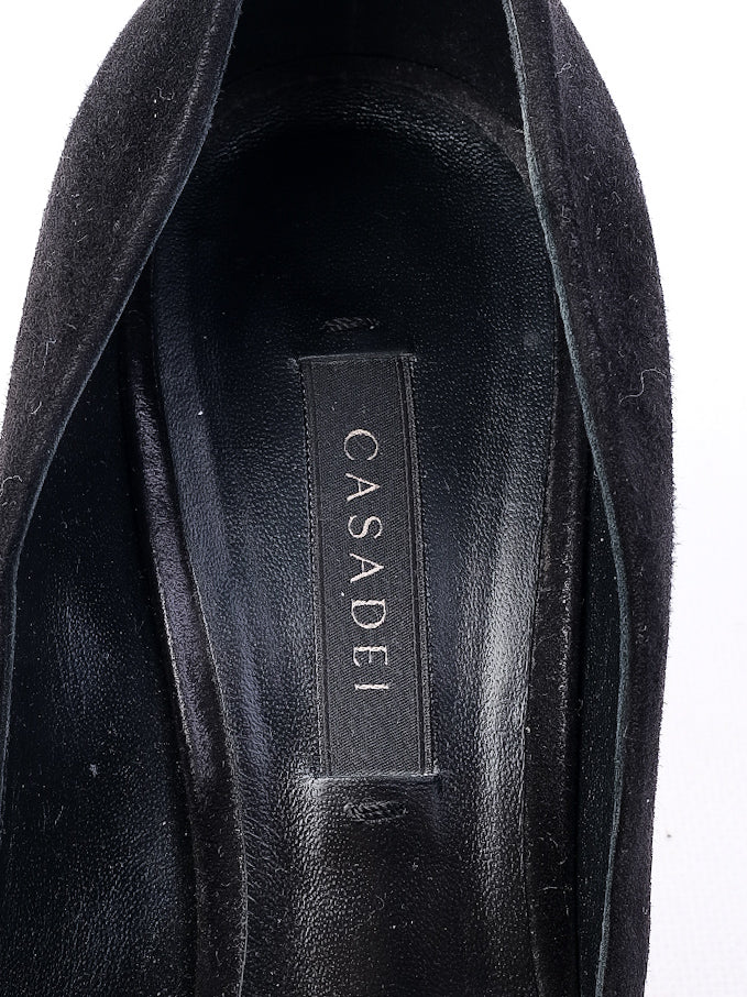 Casadei Black Leather High-Heeled Pumps Stiletto Size TBD