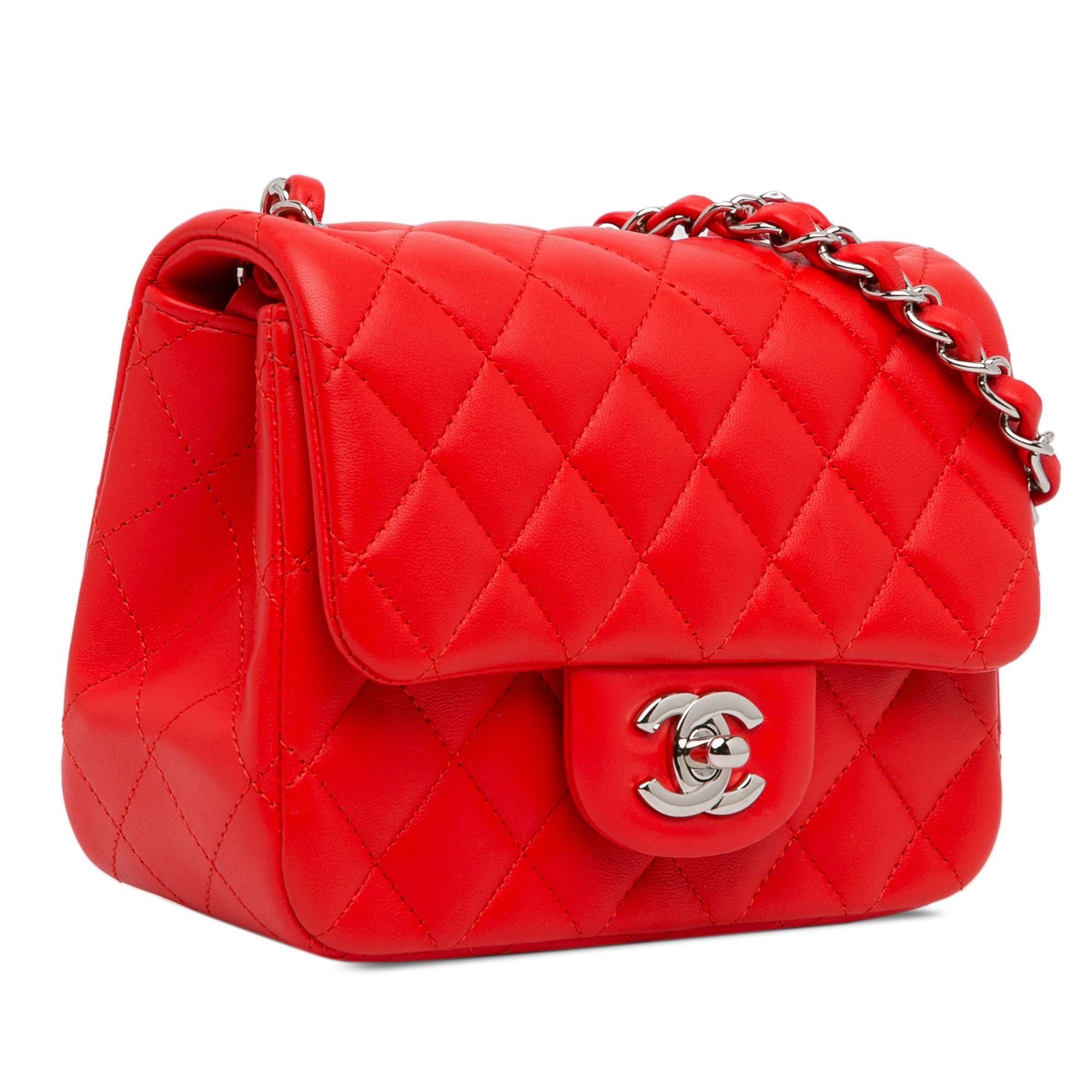 Chanel Mini Square Classic Lambskin Single Flap Red