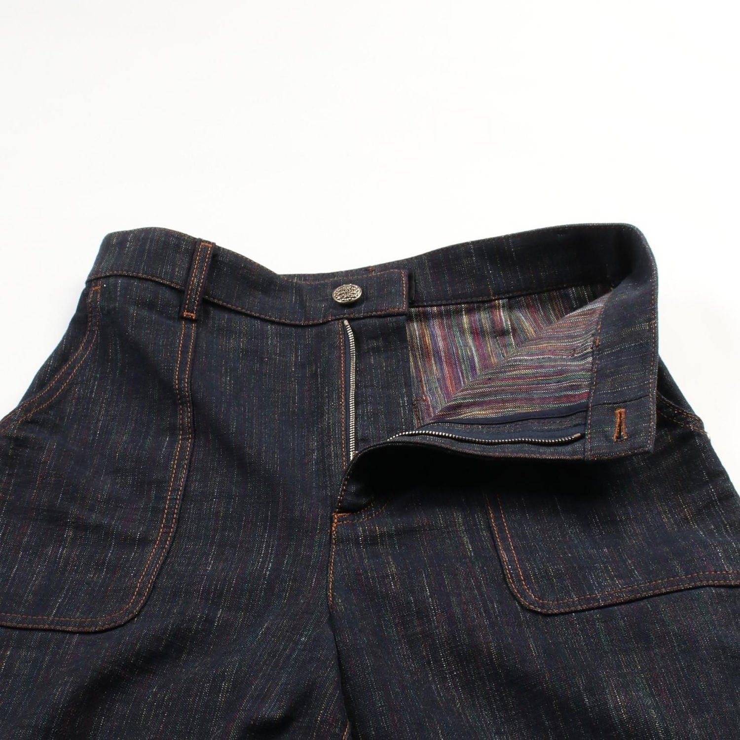 Chanel Navy Multicolor Denim Pants Cotton P 59872v 45214