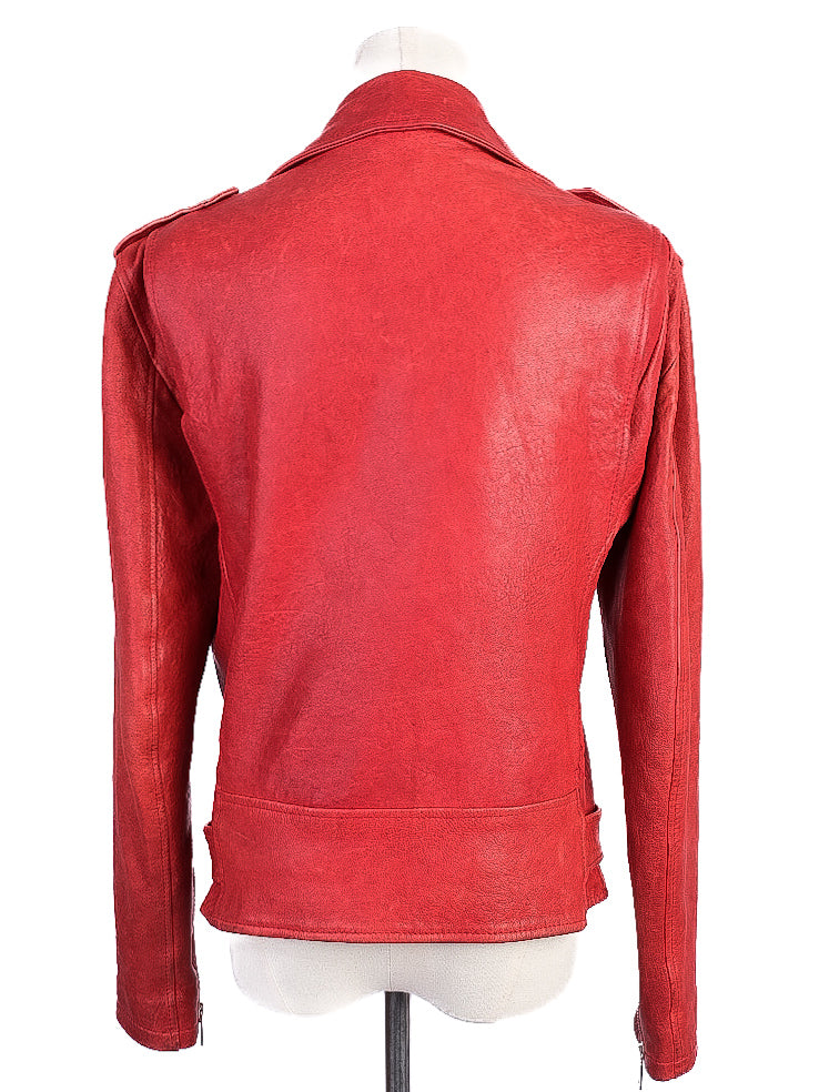 Ermanno Scervino Red Leather Biker Jacket Women&