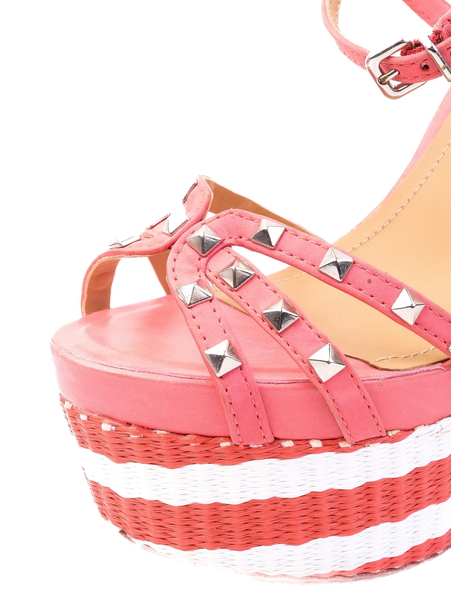 Excellent Schutz Pink Leather High-Heeled Platform Sandals Size 36