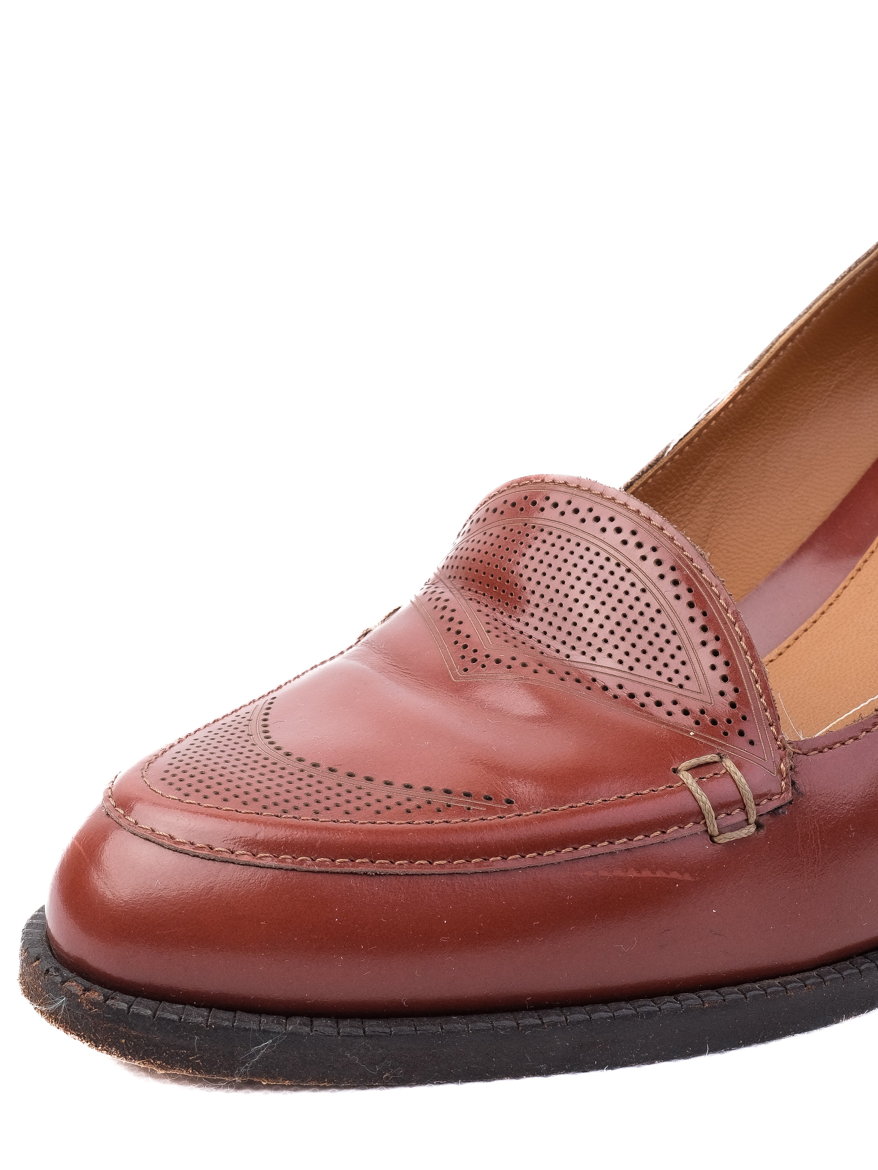 EXCELLENT Fendi Orange Leather Block Heel Loafer-Style Shoes