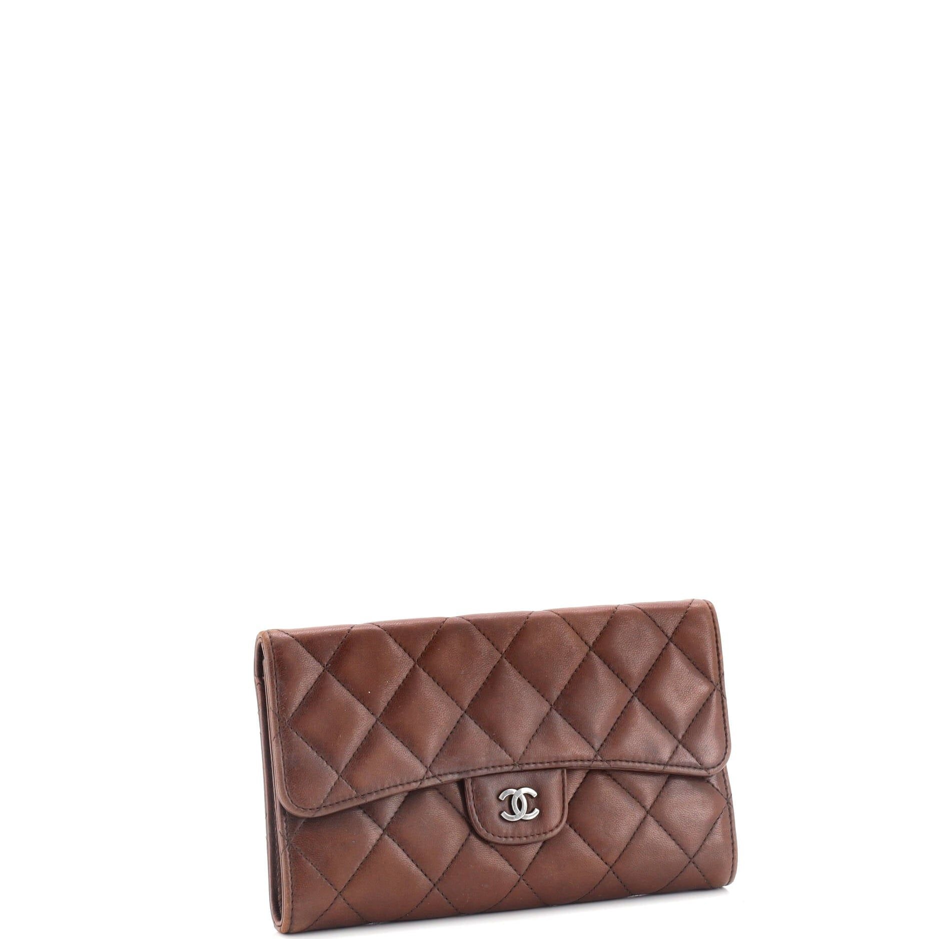 Chanel Trifold Classic Flap Wallet Quilted Lambskin