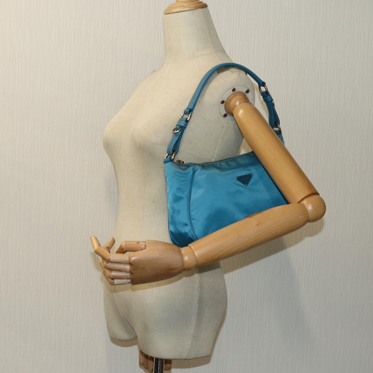 Prada Accessory Pouch Nylon Light Blue Auth