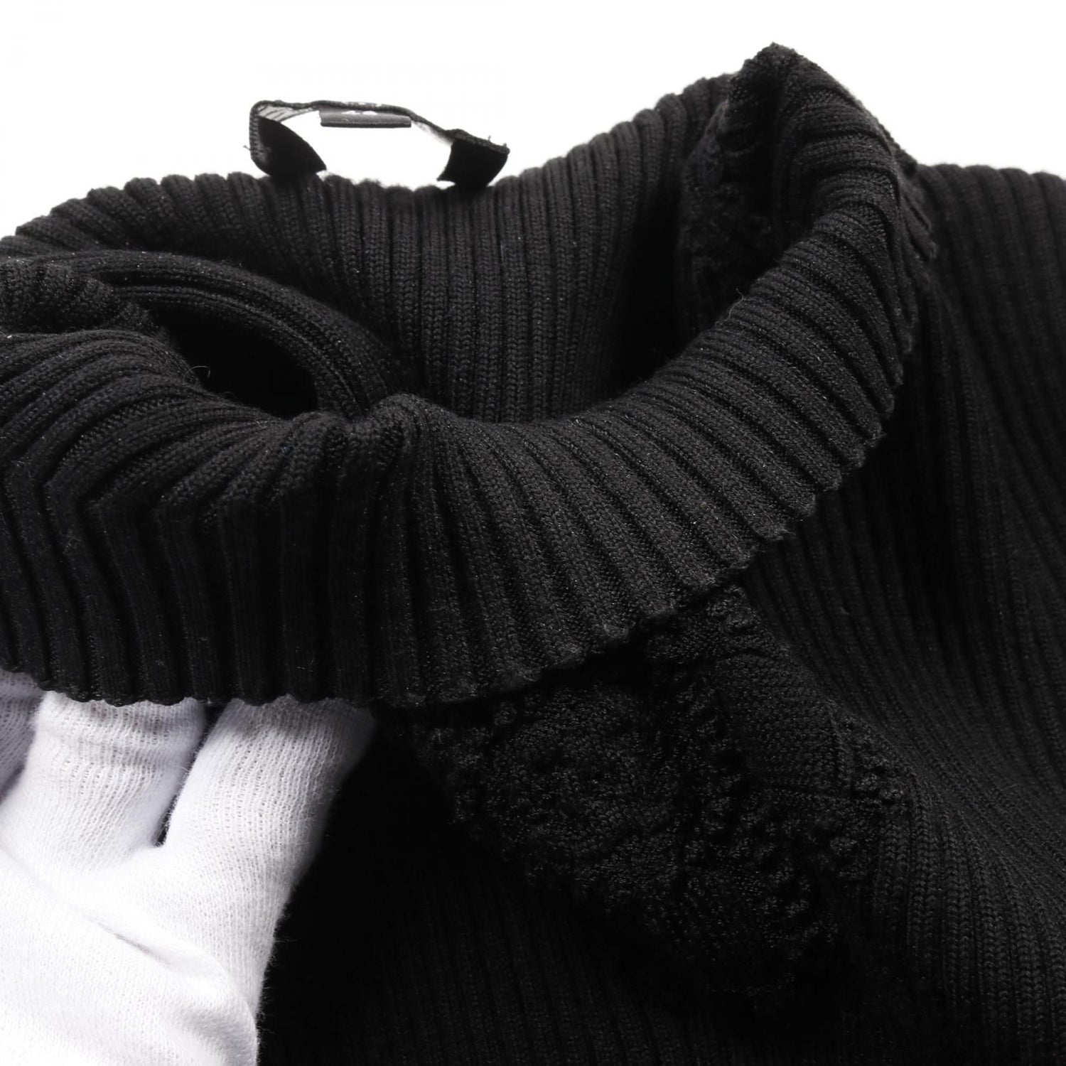 Chanel Black Coco Mark Clover Knit Rayon Wool P 64687k 60670