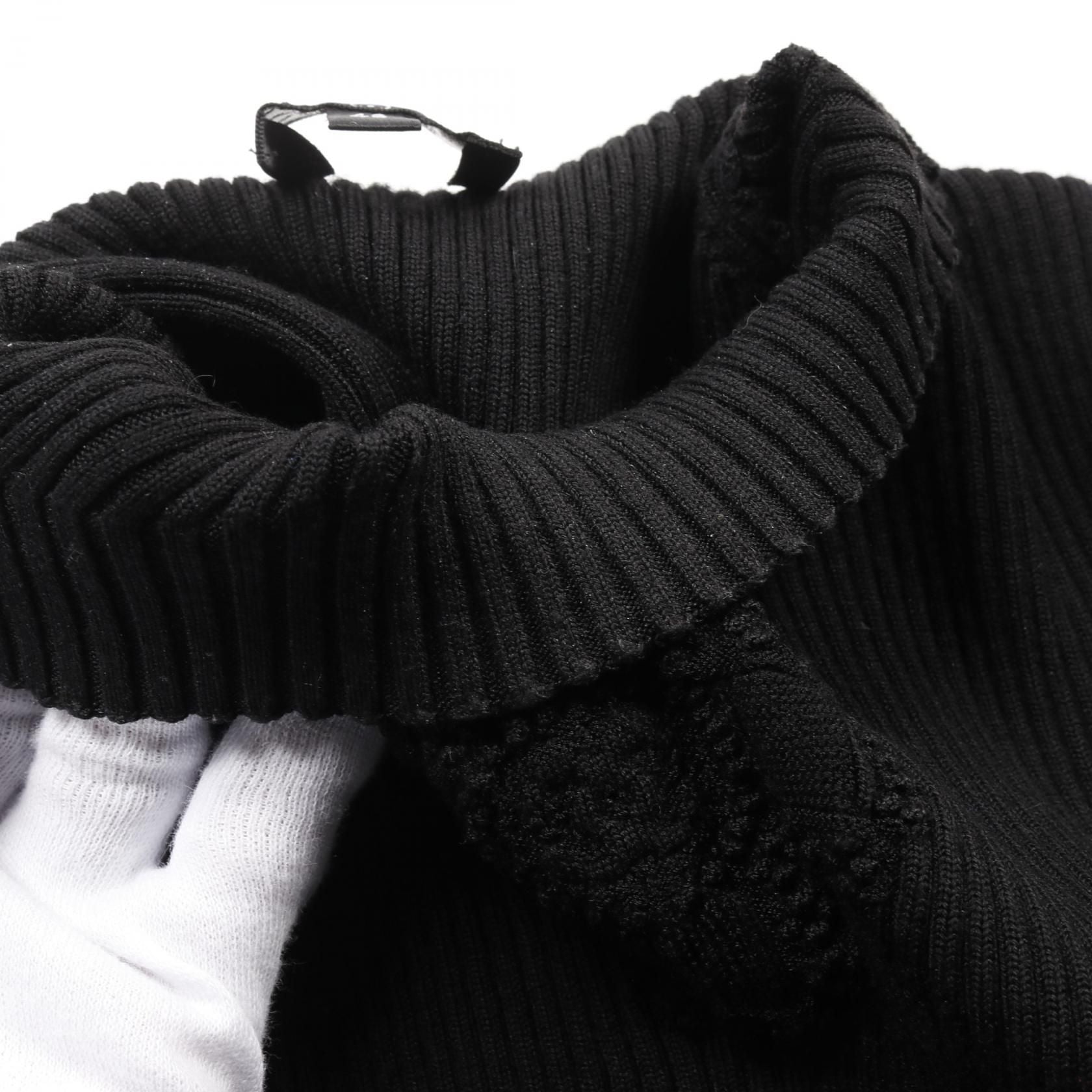 Chanel Black Coco Mark Clover Knit Rayon Wool P 64687k 60670