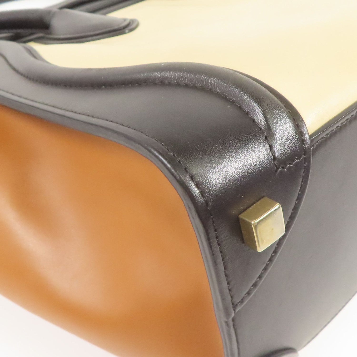 Celine Cowhide Leather Micro Luggage Kinsaku Handmade Bag Black Beige Black/brown/beige Calfskin (cowhide)