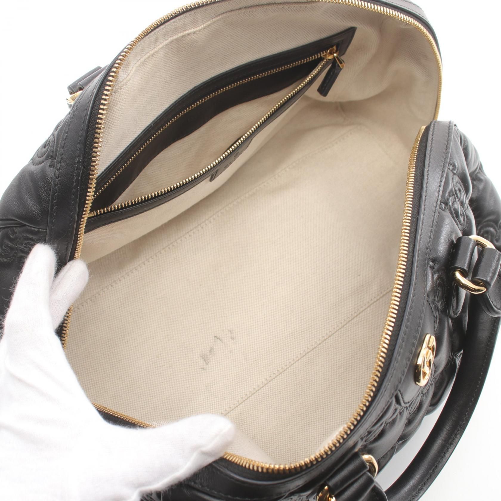Gucci Gg Matelasse Handbag Black Leather 702242