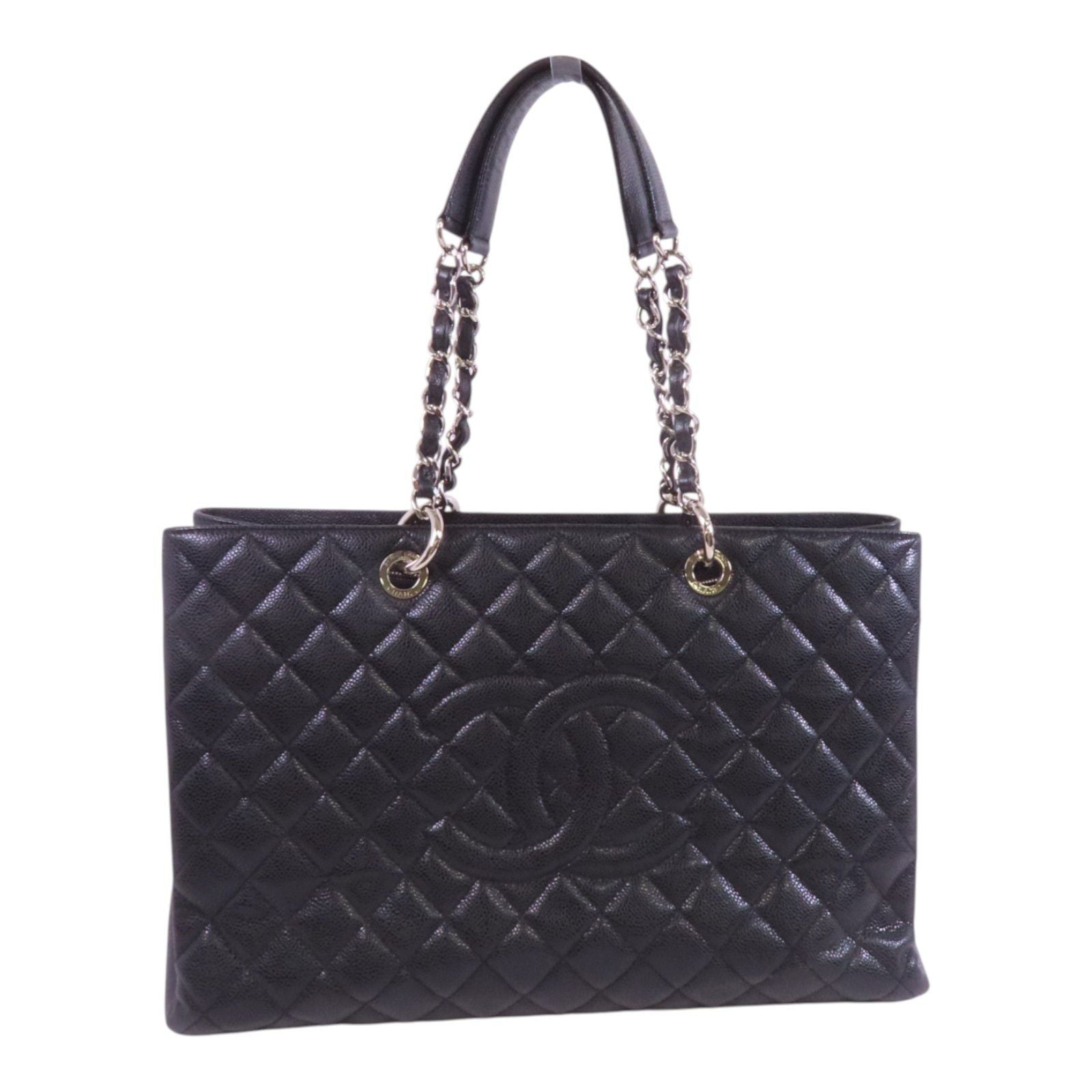 Chanel Black Cowhide Leather Gst Silver Crosshair Shoulder Bag Calfskin (cowhide)