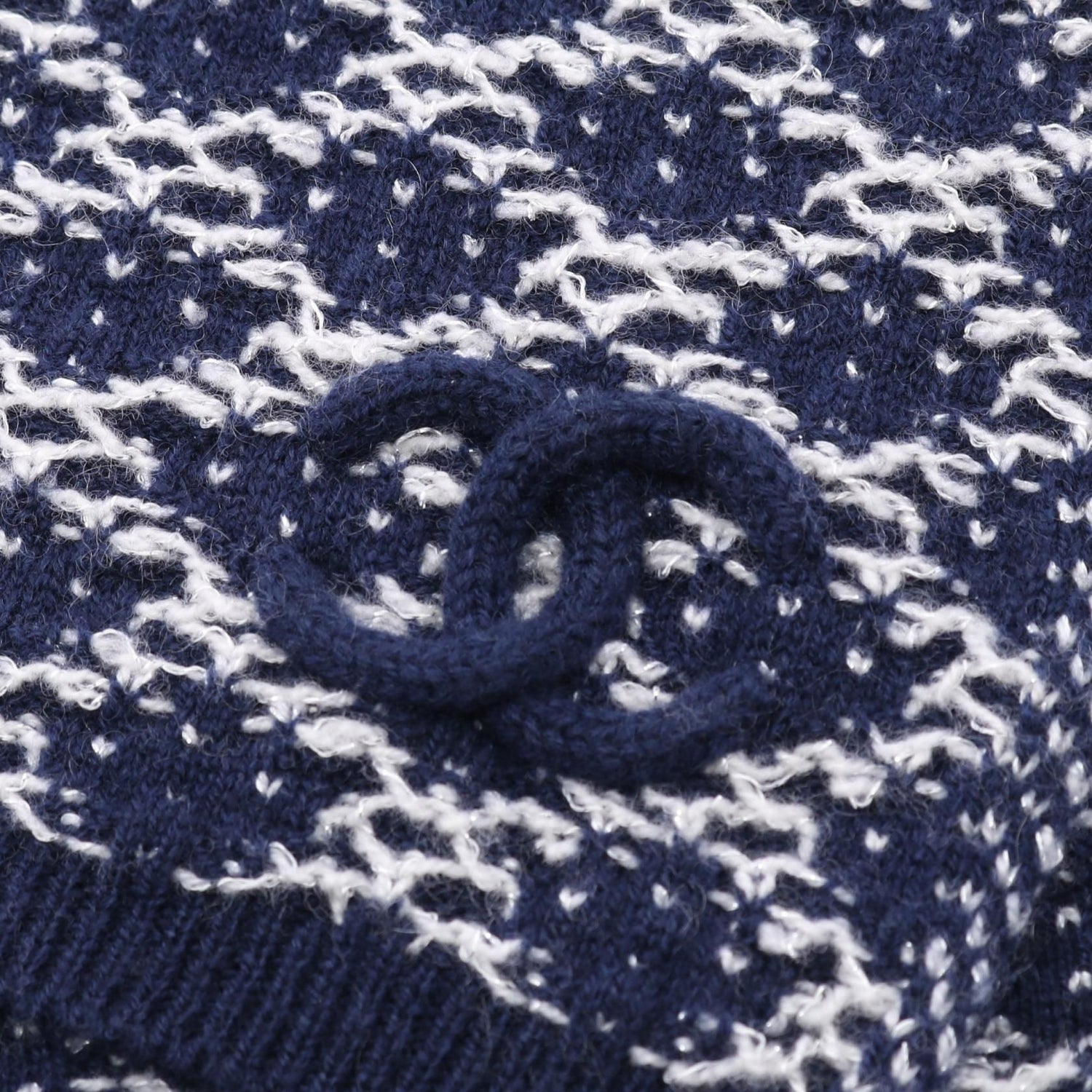 Chanel Navy White Scarf Other Cashmere