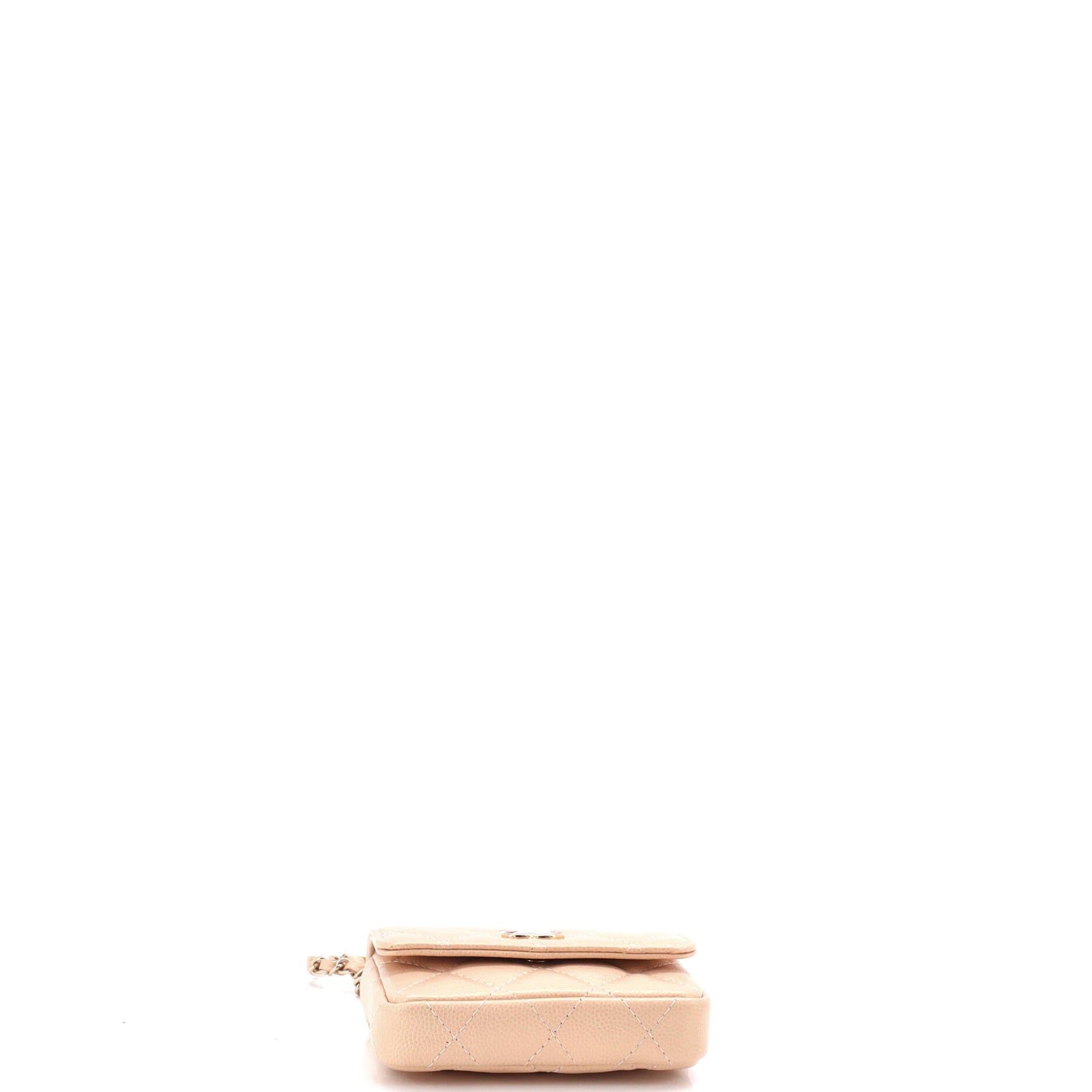 Chanel CC Pearl Coin Card Holder With Chain Quilted Caviar