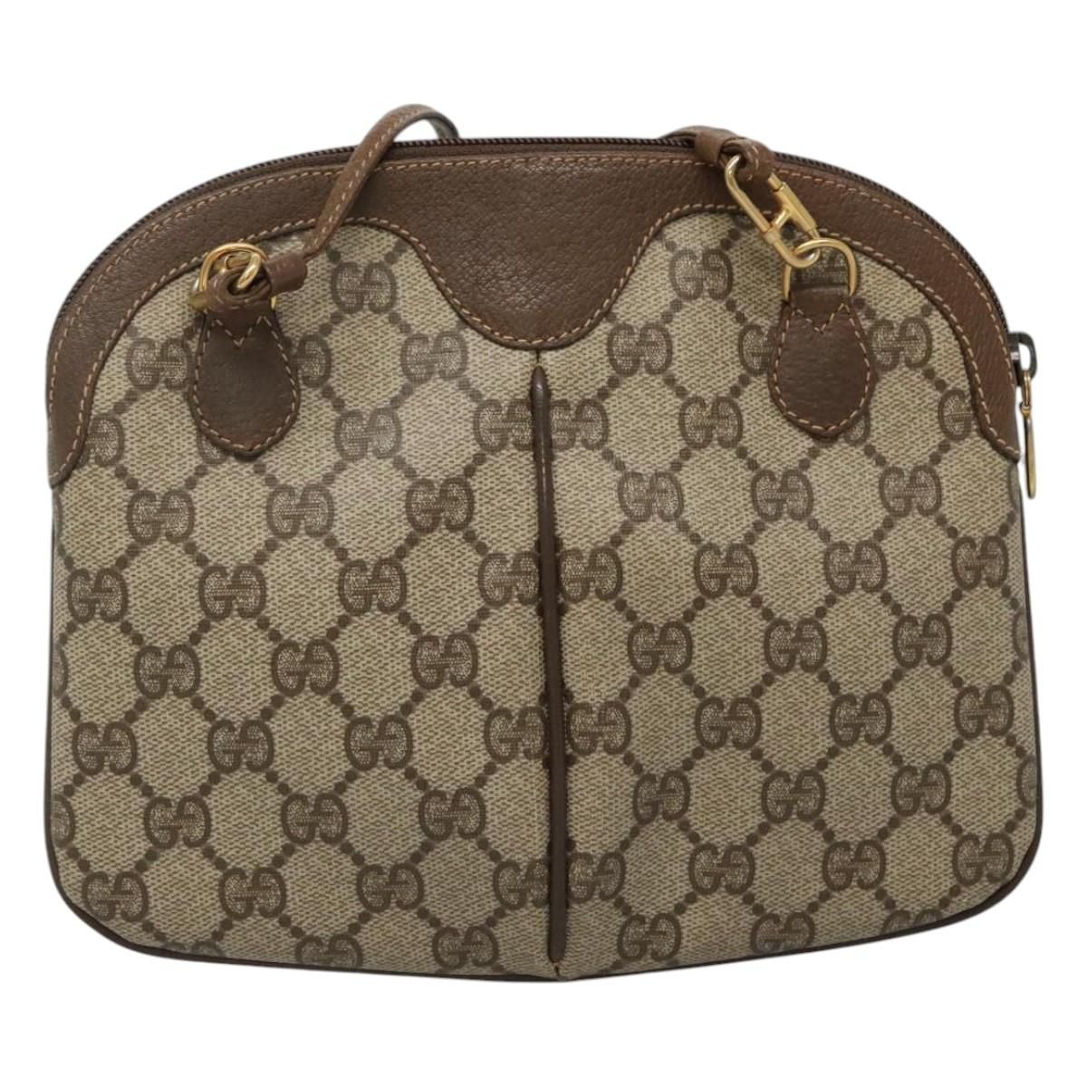 Gucci Gg Supreme Web Sherry Line Shoulder Bag Pvc Beige Red Green Auth
