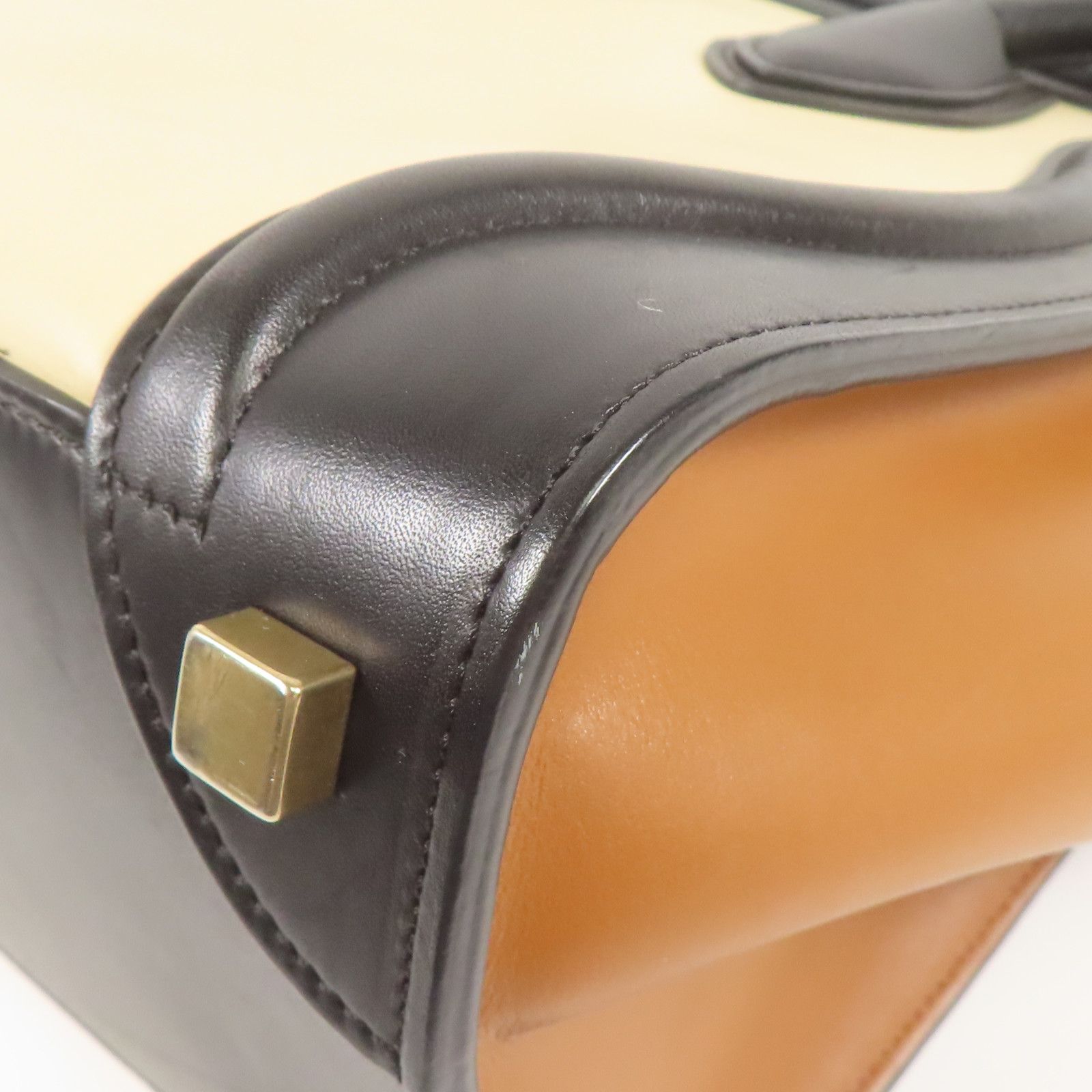 Celine Cowhide Leather Micro Luggage Kinsaku Handmade Bag Black Beige Black/brown/beige Calfskin (cowhide)