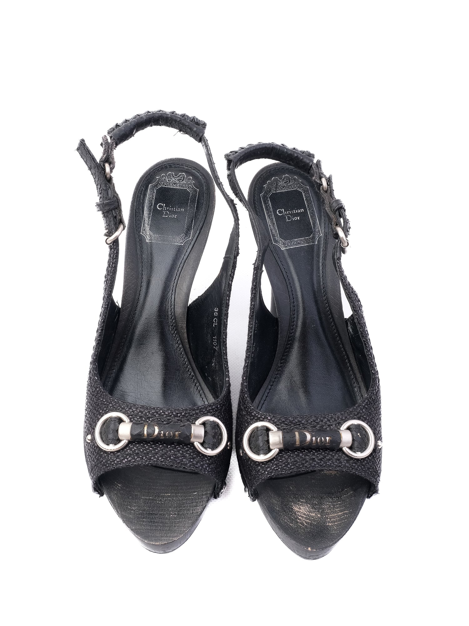 Perfect Dior Black Leather High-Heeled Sandals Size 38