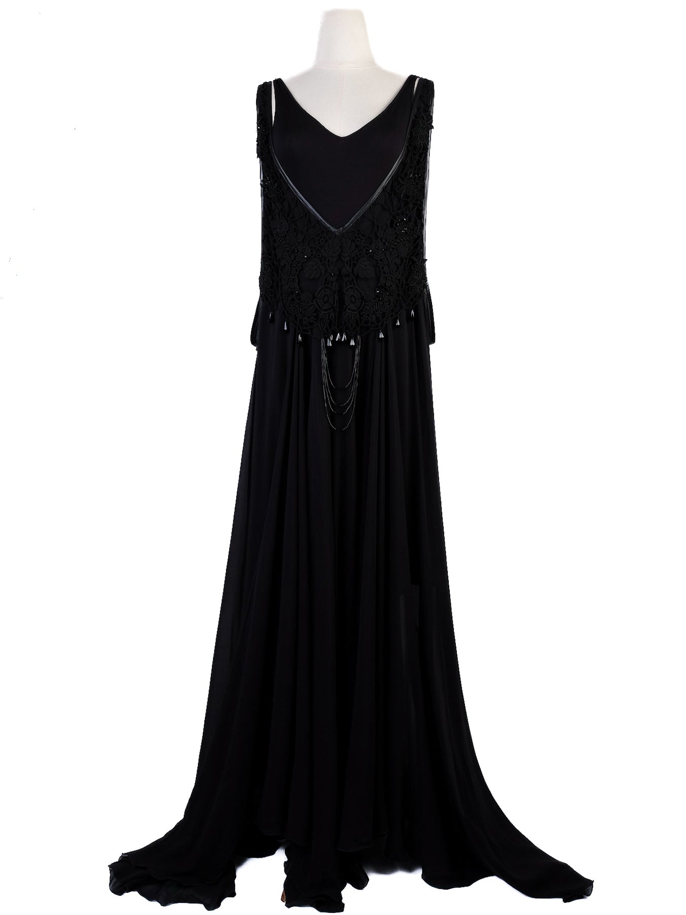 Augustin Teboul Black Sleeveless Gown XS Elegant Embellishments