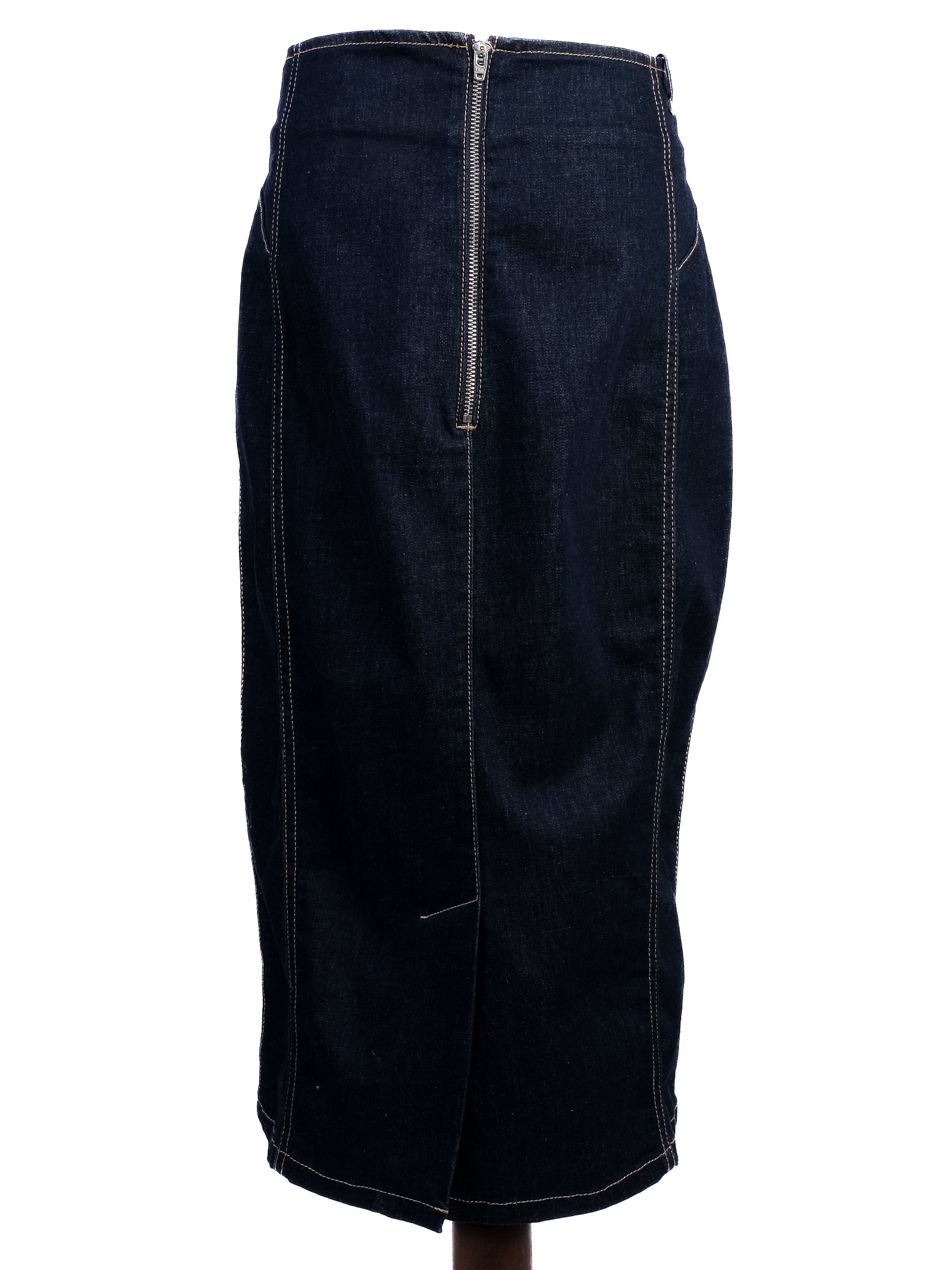 Excellent Marina Rinaldi Blue Denim Midi Skirt Cotton Size 8